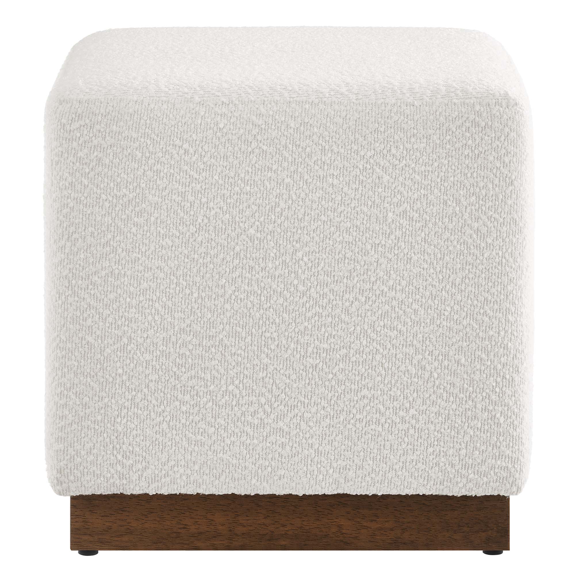 Tilden 17" Square Boucle Upholstered Ottoman, Cloud Walnut