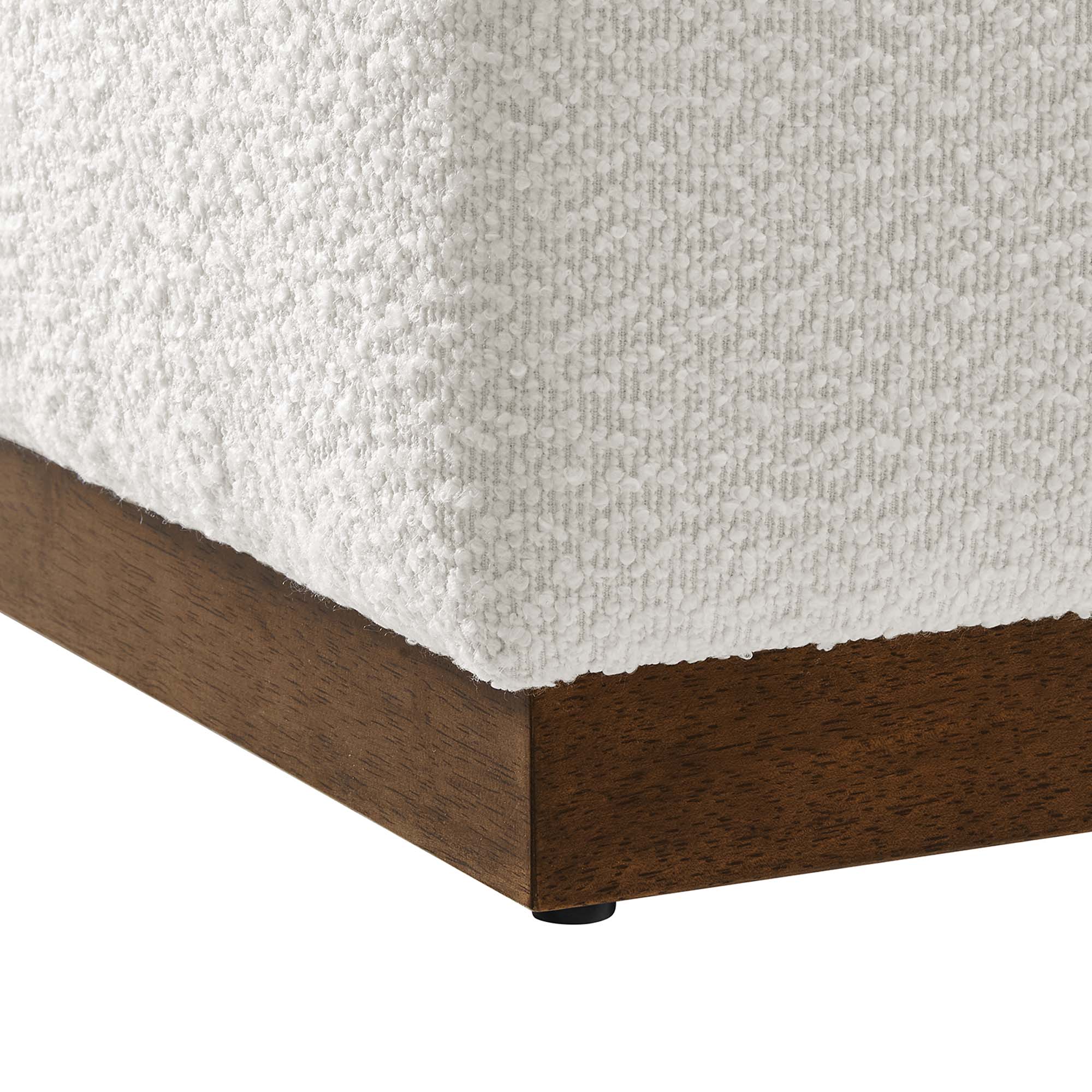 Tilden 17" Square Boucle Upholstered Ottoman, Cloud Walnut