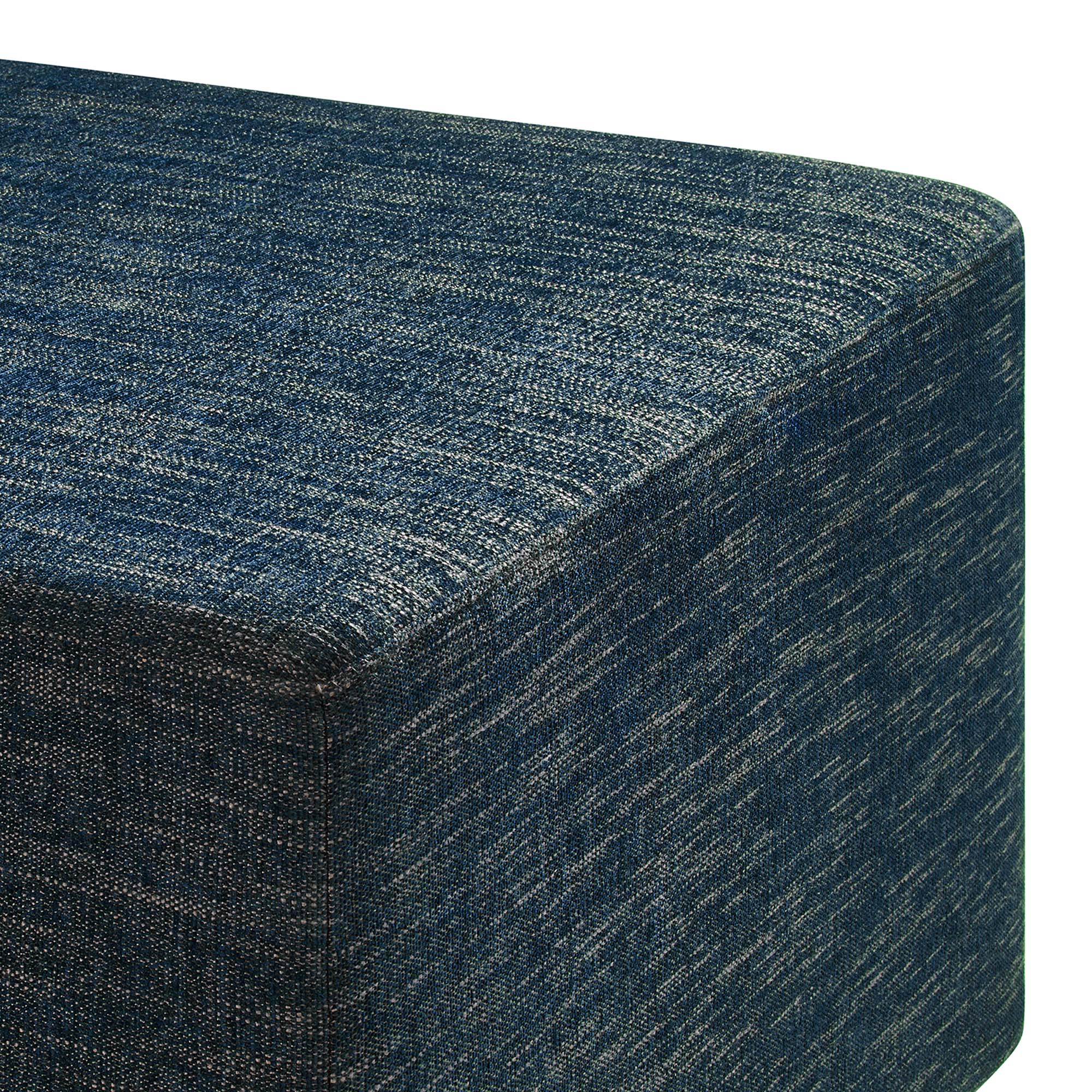 Callum Large 28" Square Woven Heathered Fabric Upholstered Ottoman, Heathered Weave Azure