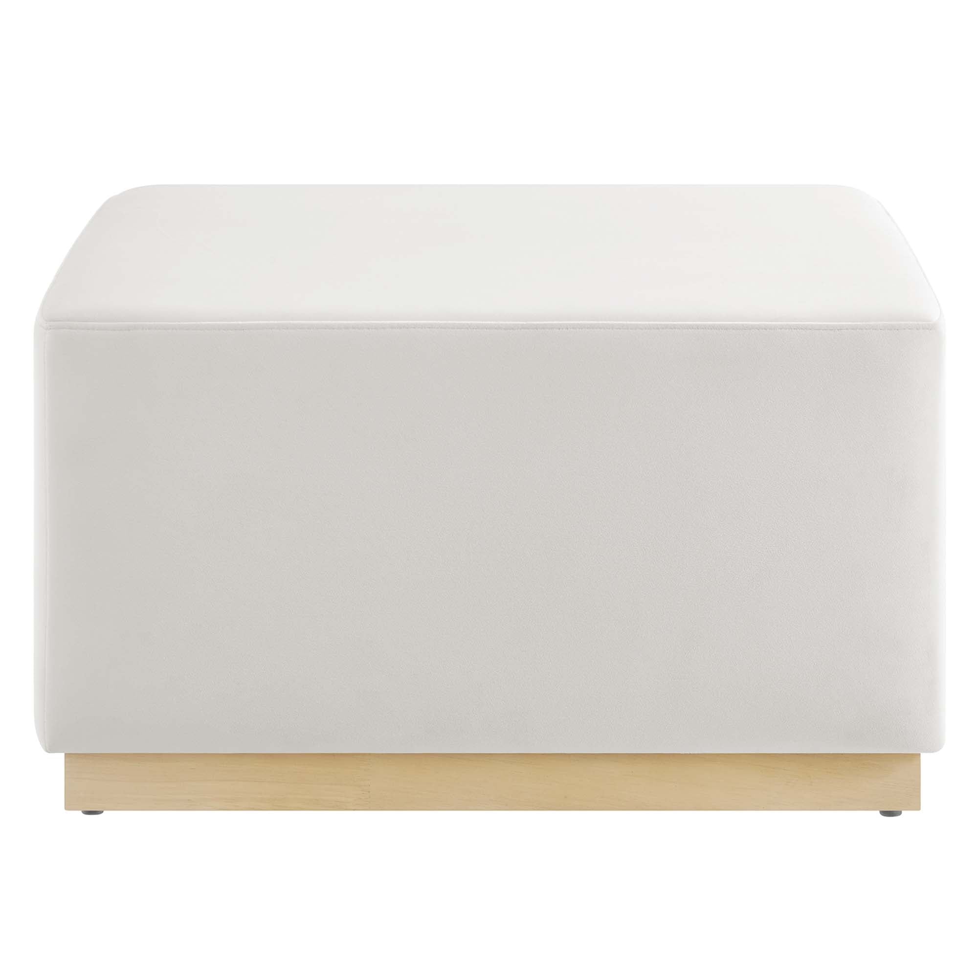 Tilden Large 28" Square Performance Velvet Upholstered Ottoman, Alabaster Natural
