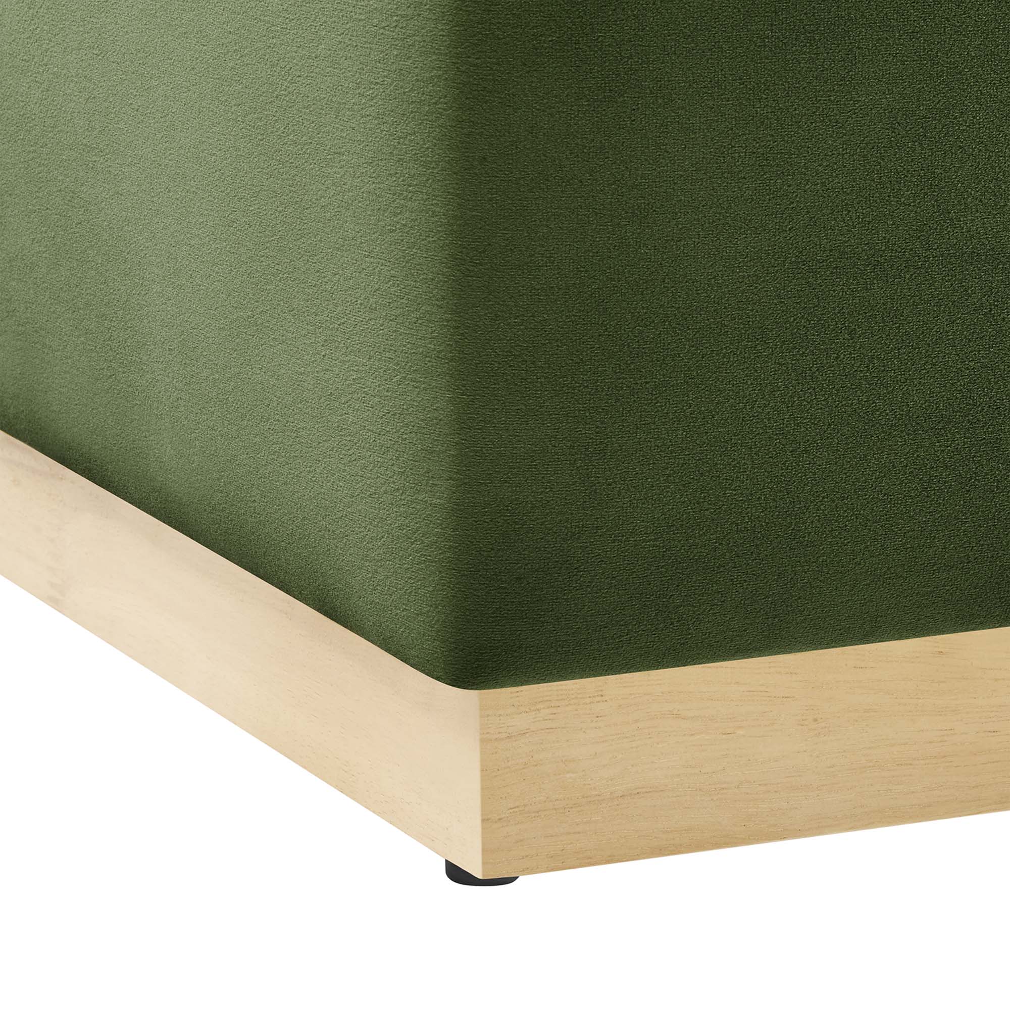 Tilden Large 28" Square Performance Velvet Upholstered Ottoman, Moss Green Natural