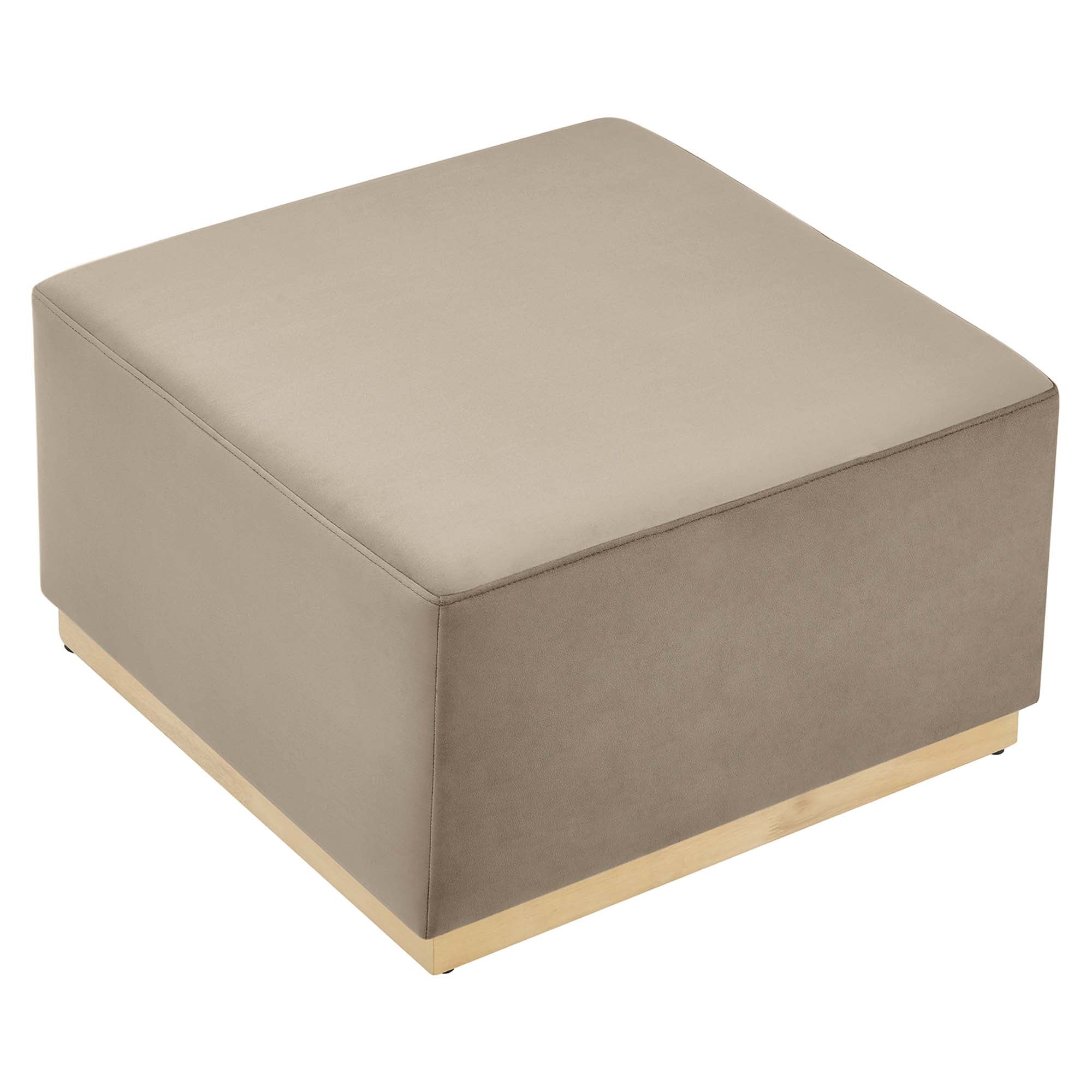 Tilden Large 28" Square Performance Velvet Upholstered Ottoman, Taupe Natural
