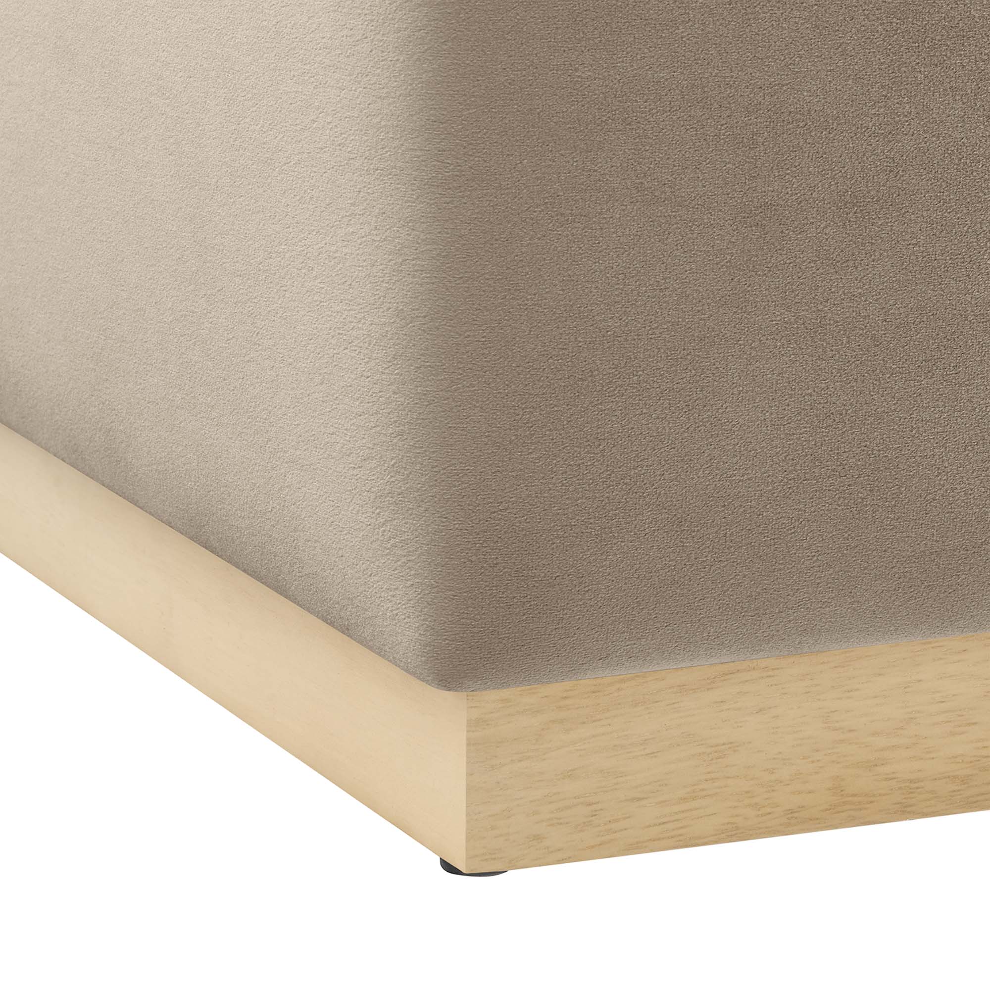 Tilden Large 28" Square Performance Velvet Upholstered Ottoman, Taupe Natural