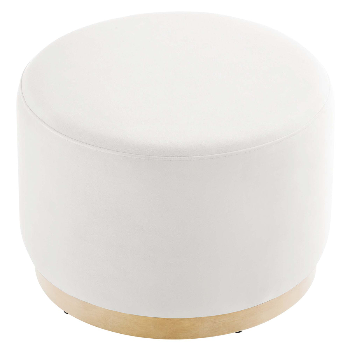 Tilden Large 23" Round Performance Velvet Upholstered Ottoman, Alabaster Natural