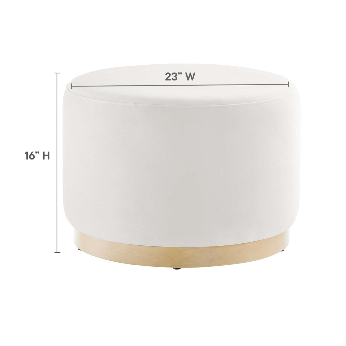Tilden Large 23" Round Performance Velvet Upholstered Ottoman, Alabaster Natural
