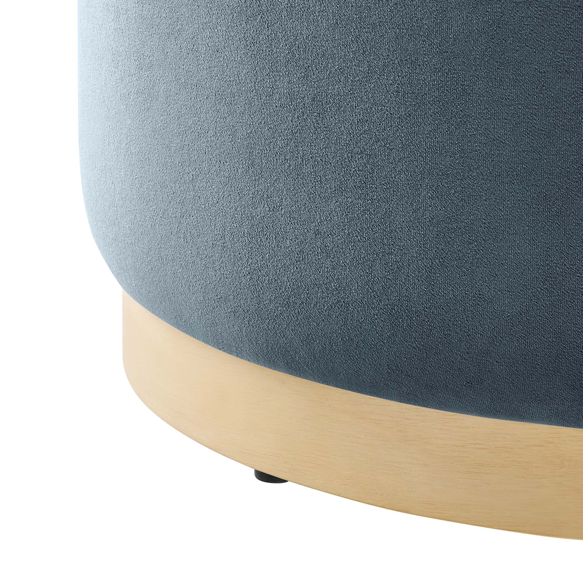 Tilden Large 23" Round Performance Velvet Upholstered Ottoman, Cadet Blue Natural