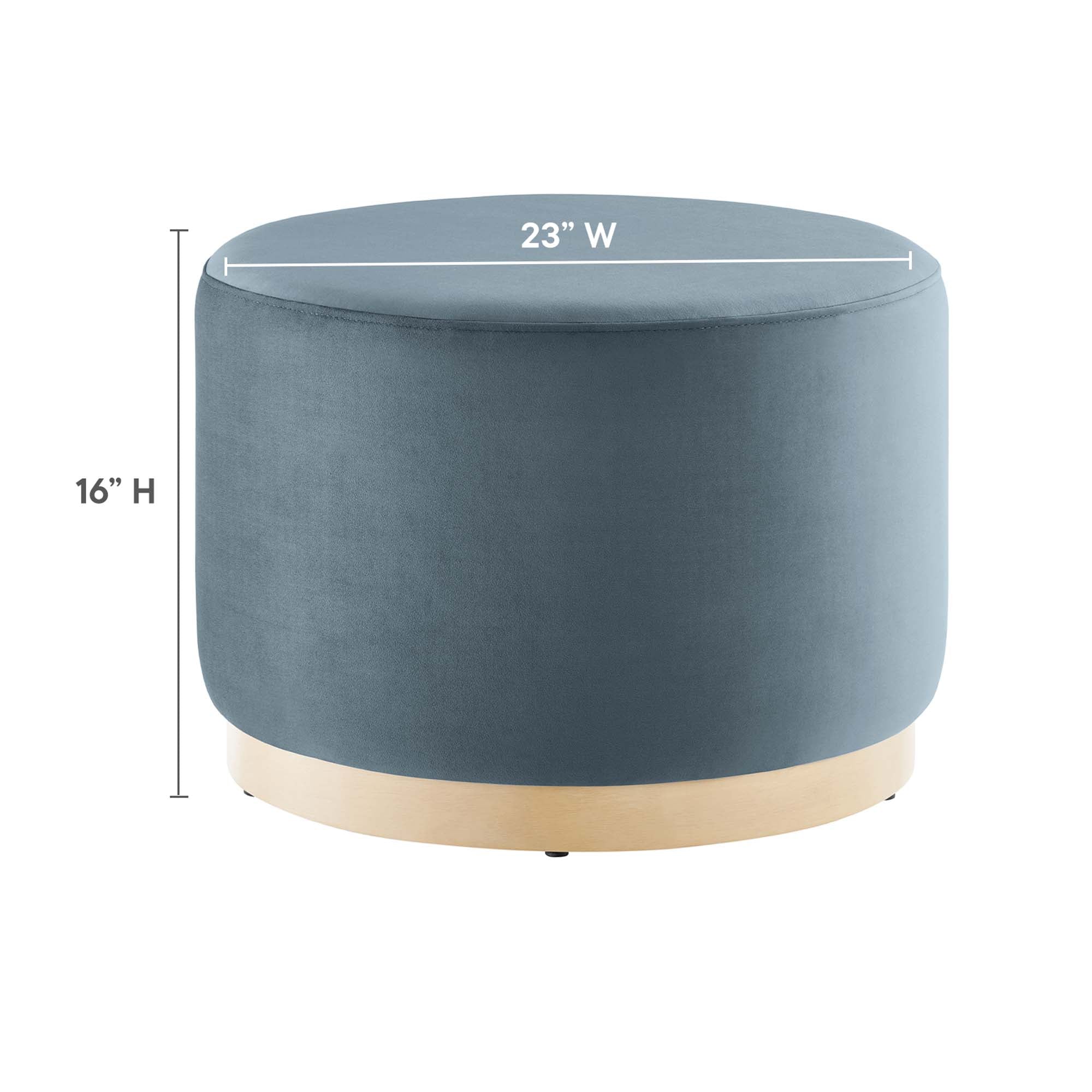 Tilden Large 23" Round Performance Velvet Upholstered Ottoman, Cadet Blue Natural