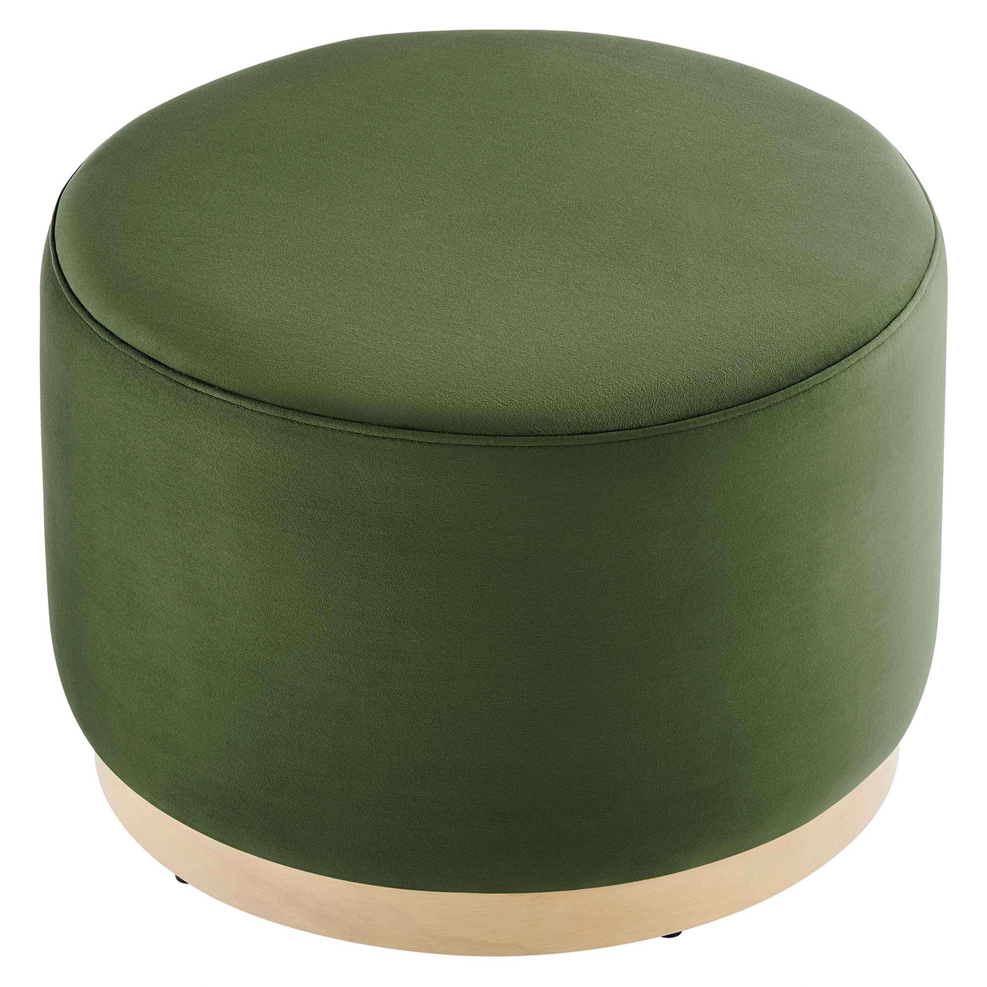 Tilden Large 23" Round Performance Velvet Upholstered Ottoman, Moss Green Natural