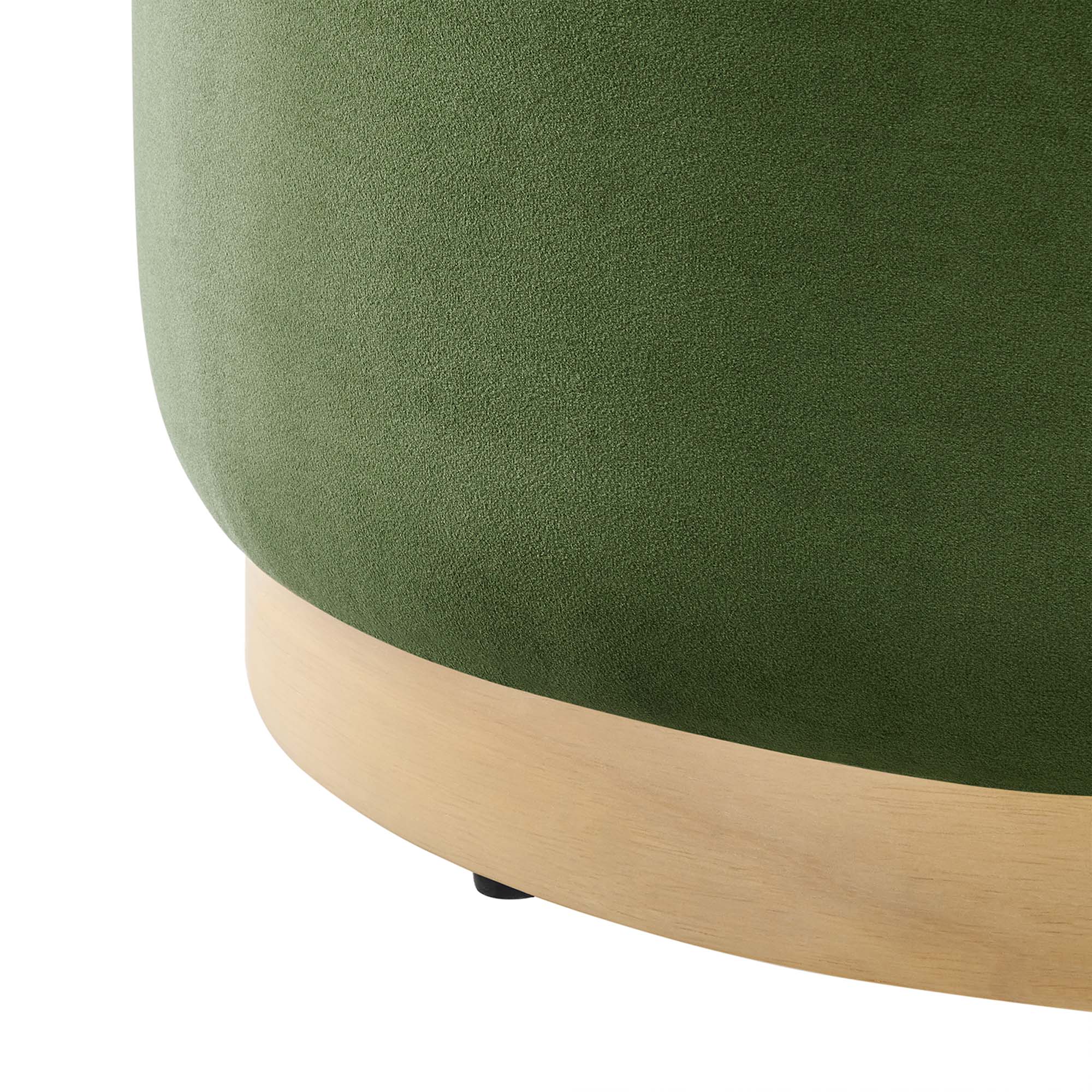 Tilden Large 23" Round Performance Velvet Upholstered Ottoman, Moss Green Natural
