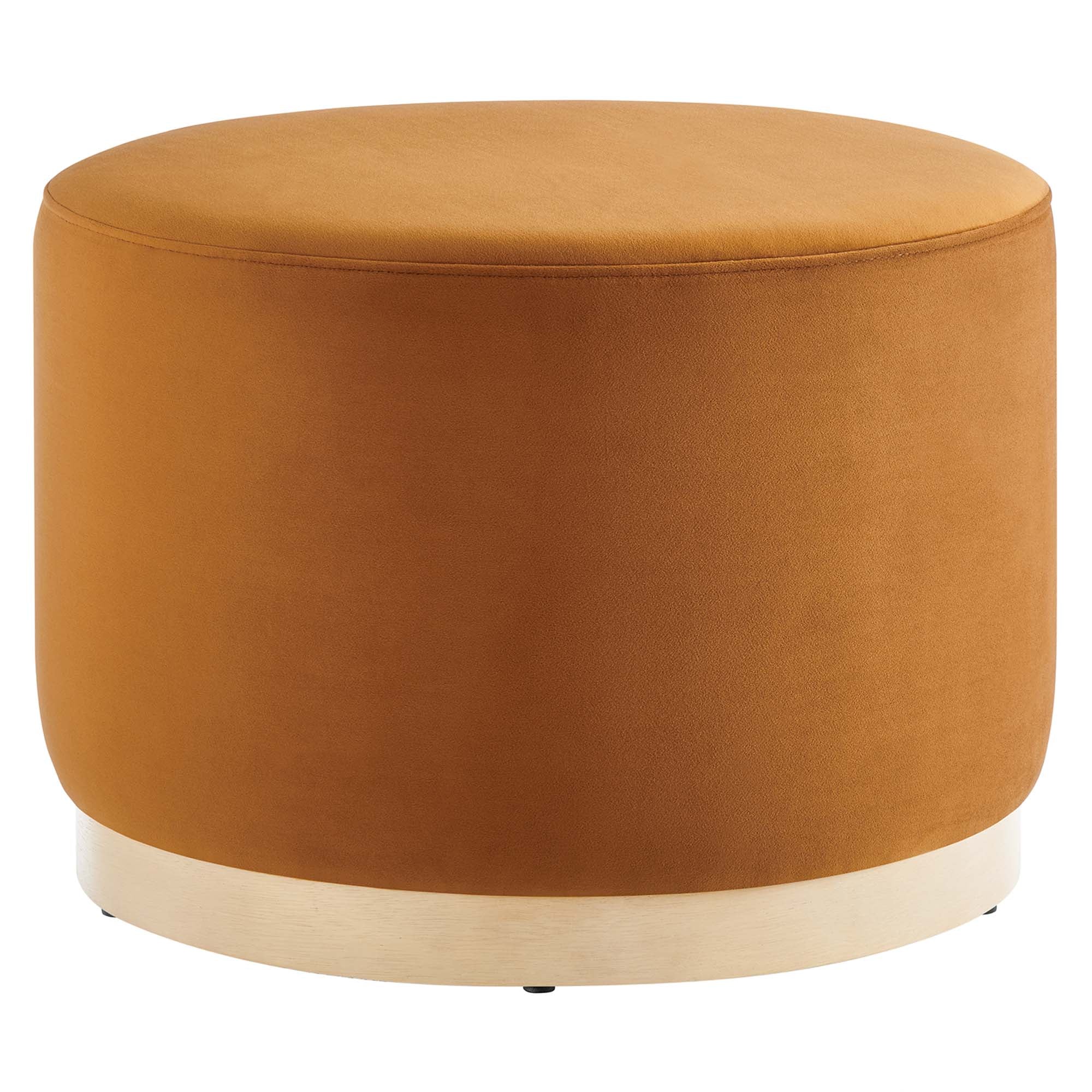 Tilden Large 23" Round Performance Velvet Upholstered Ottoman, Rust Natural
