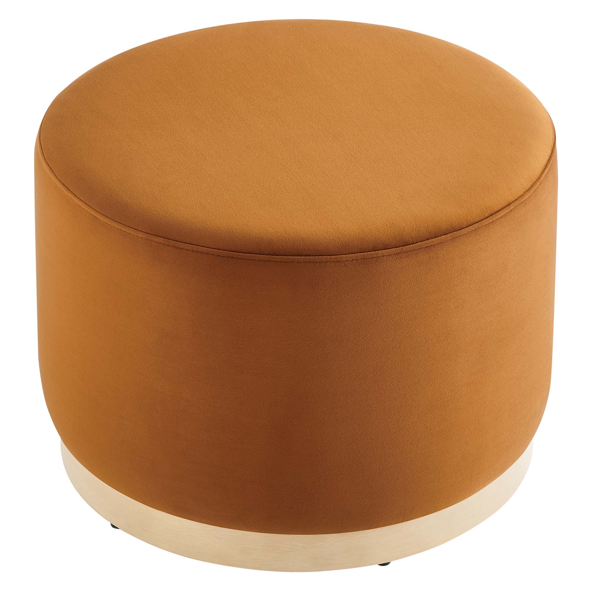 Tilden Large 23" Round Performance Velvet Upholstered Ottoman, Rust Natural