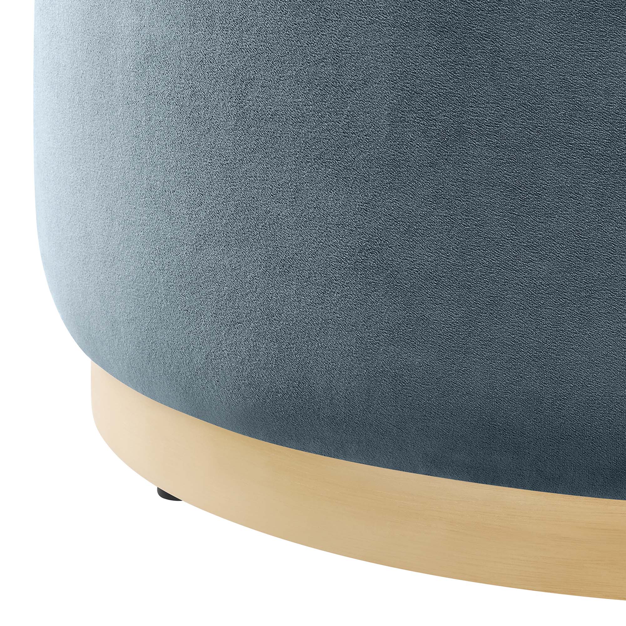 Tilden Large 29" Round Performance Velvet Upholstered Ottoman, Cadet Blue Natural