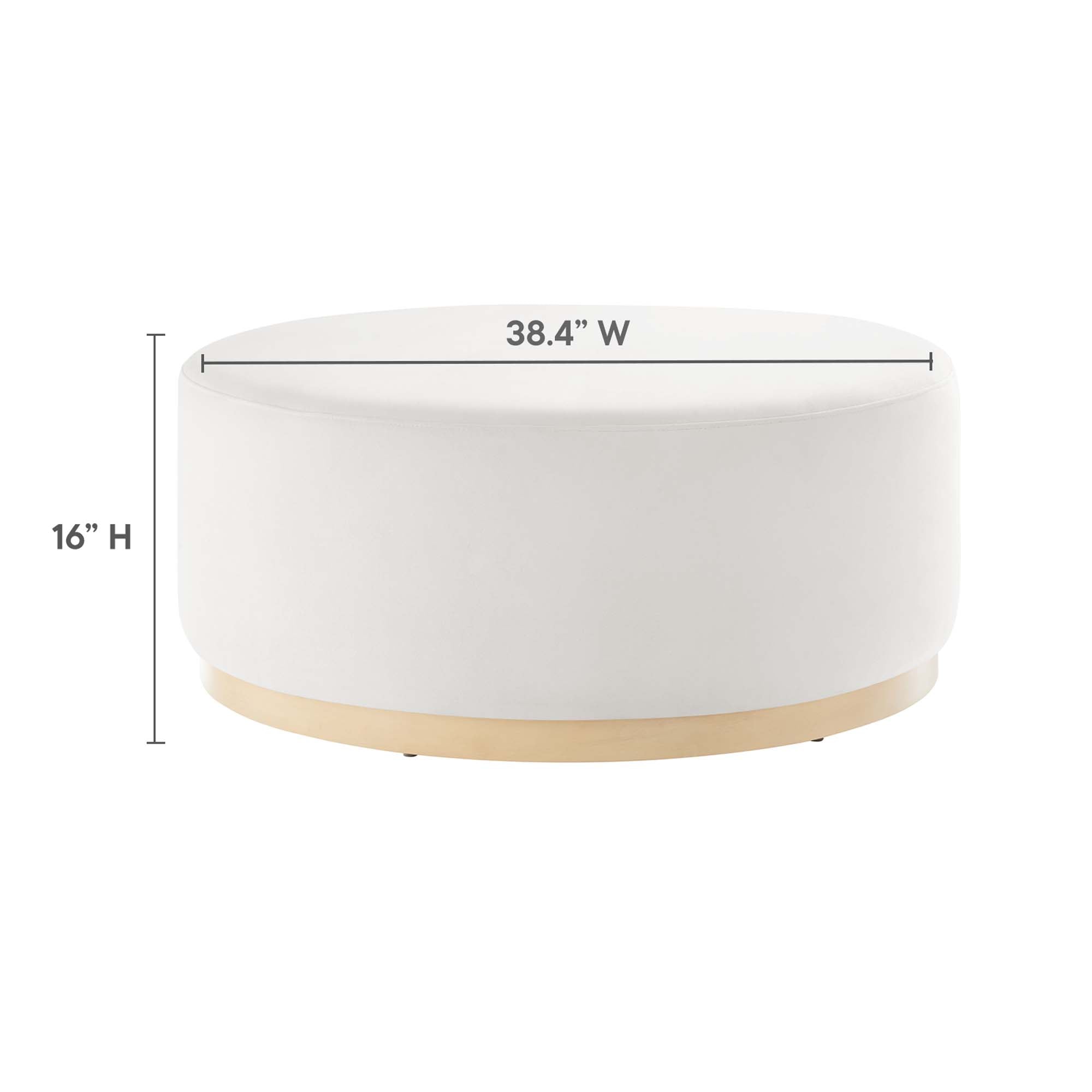 Tilden Large 38" Round Performance Velvet Upholstered Ottoman, Alabaster Natural