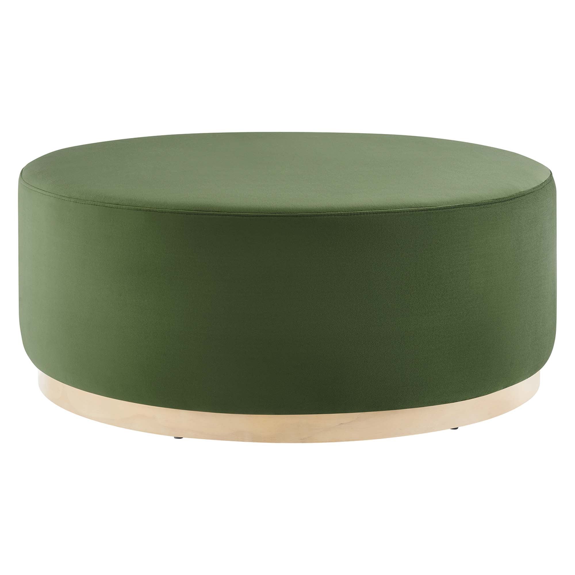 Tilden Large 38" Round Performance Velvet Upholstered Ottoman, Moss Green Natural