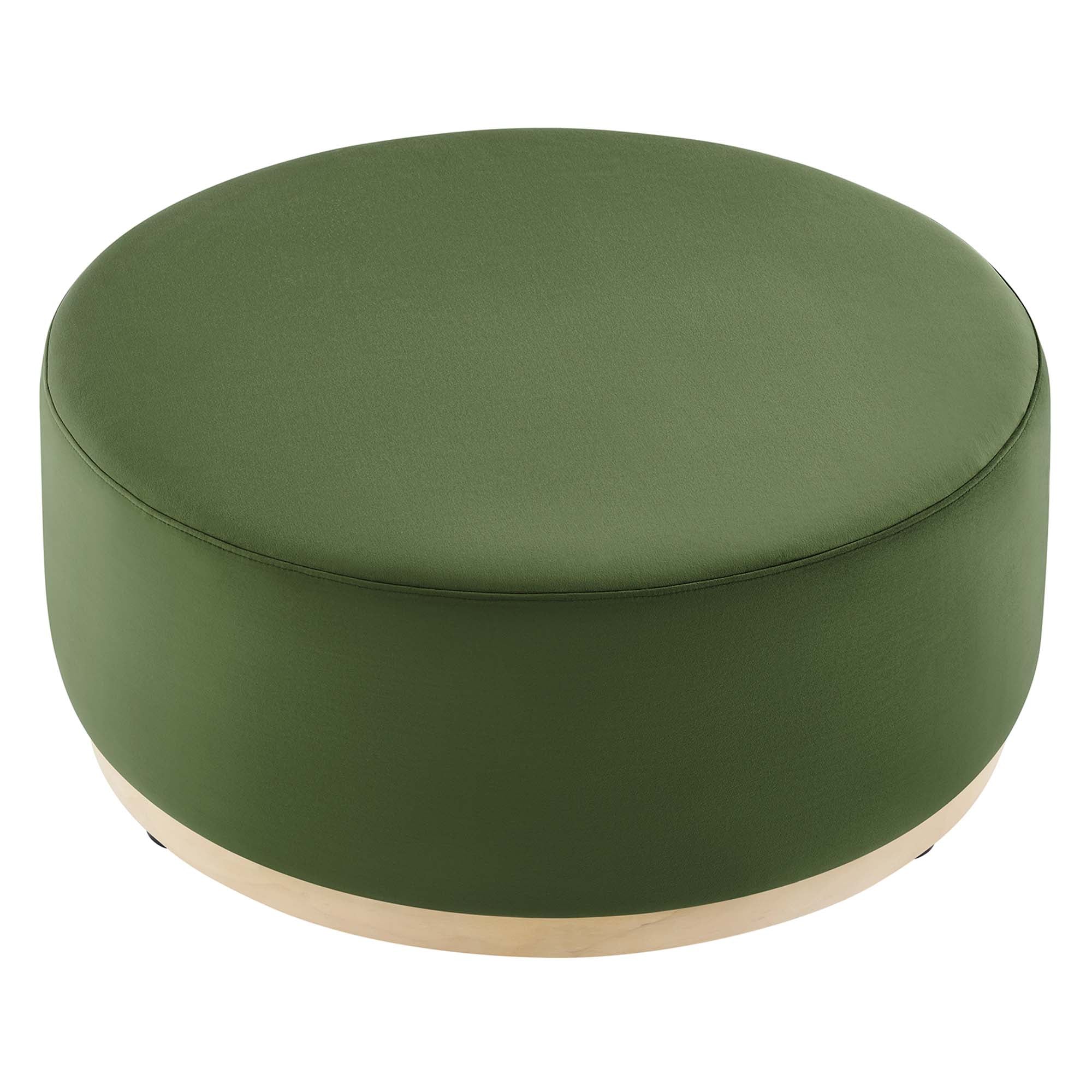 Tilden Large 38" Round Performance Velvet Upholstered Ottoman, Moss Green Natural