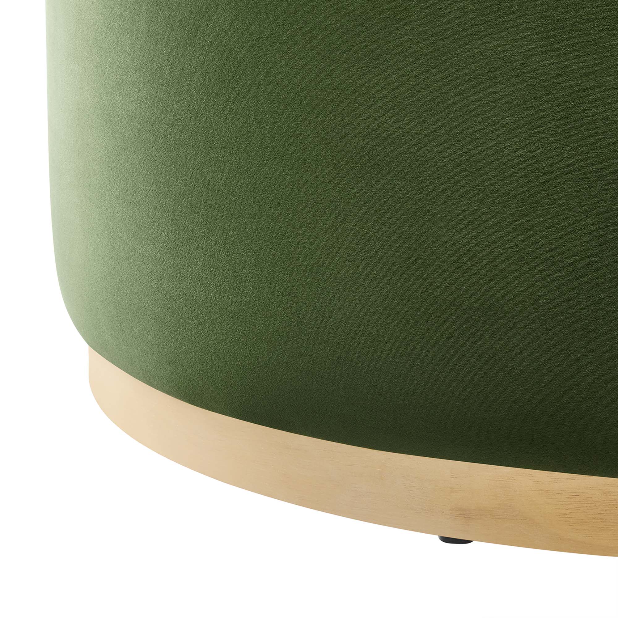 Tilden Large 38" Round Performance Velvet Upholstered Ottoman, Moss Green Natural