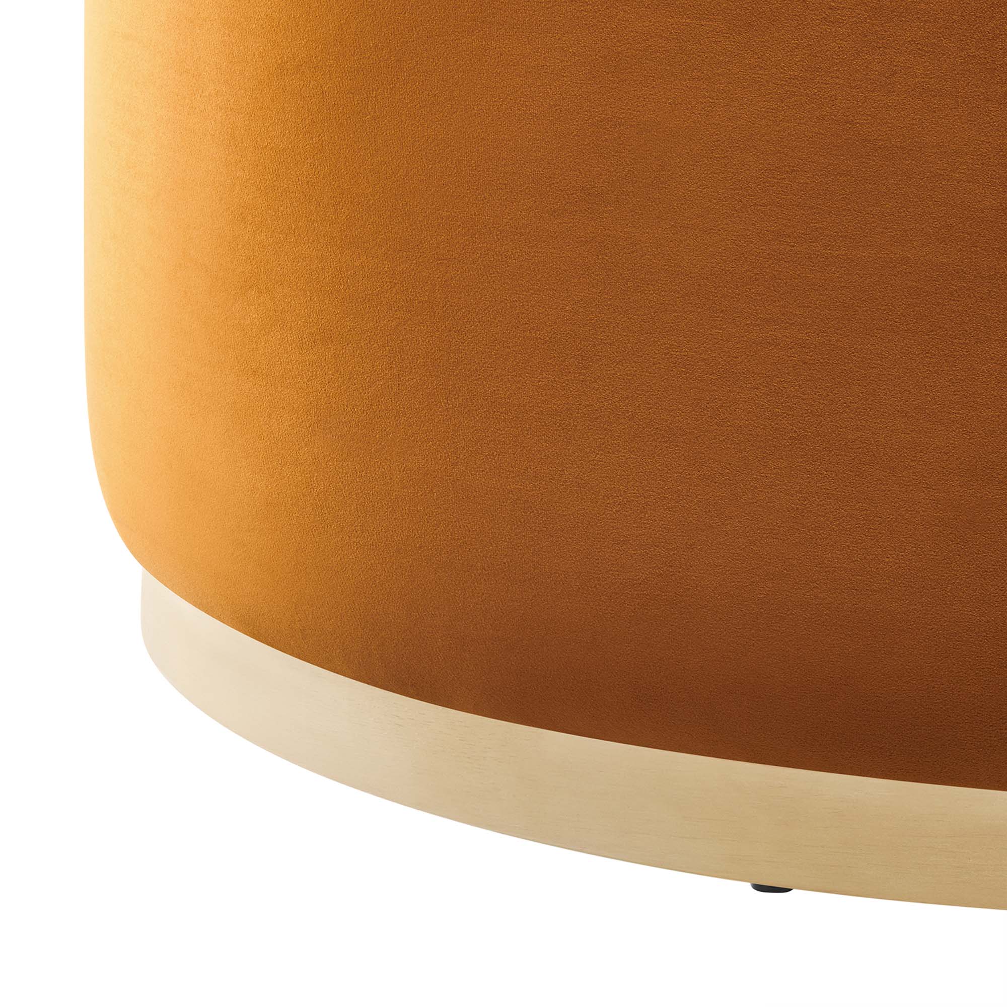 Tilden Large 38" Round Performance Velvet Upholstered Ottoman, Rust Natural