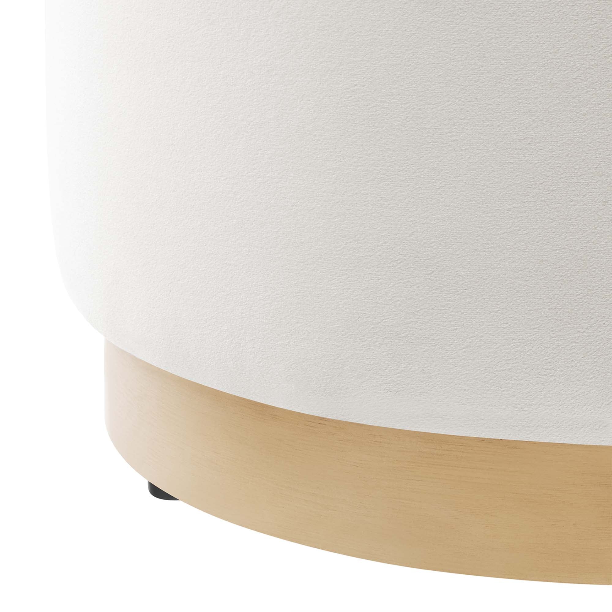 Tilden 16" Round Performance Velvet Upholstered Ottoman, Alabaster Natural