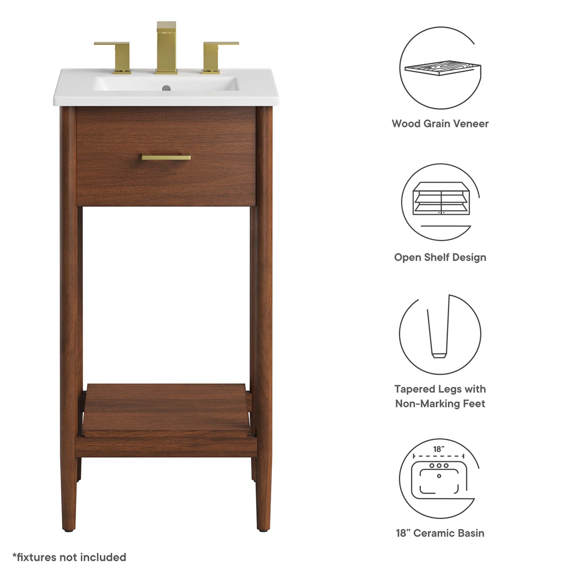 Zaire 18" Bathroom Vanity, Walnut White