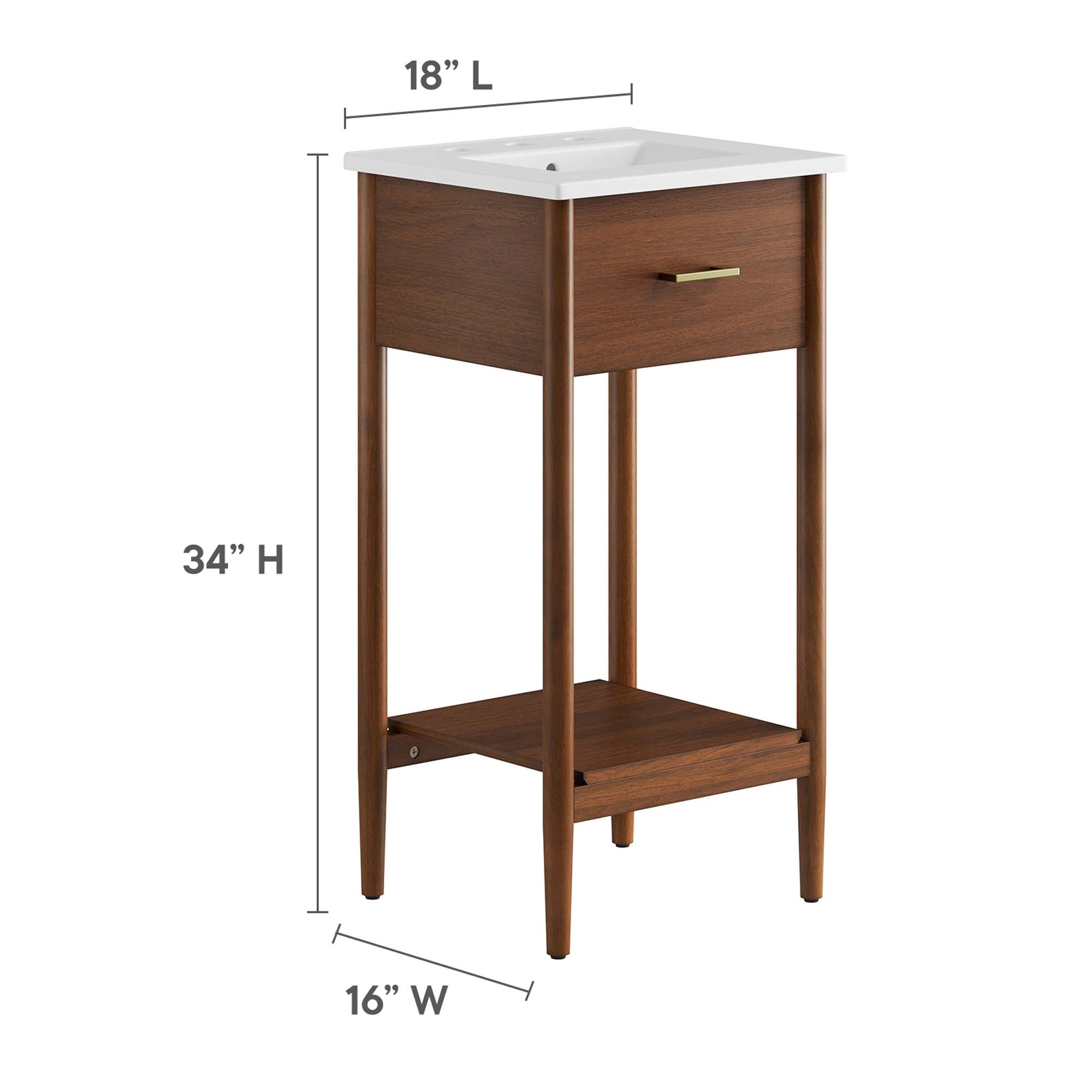 Zaire 18" Bathroom Vanity, Walnut White