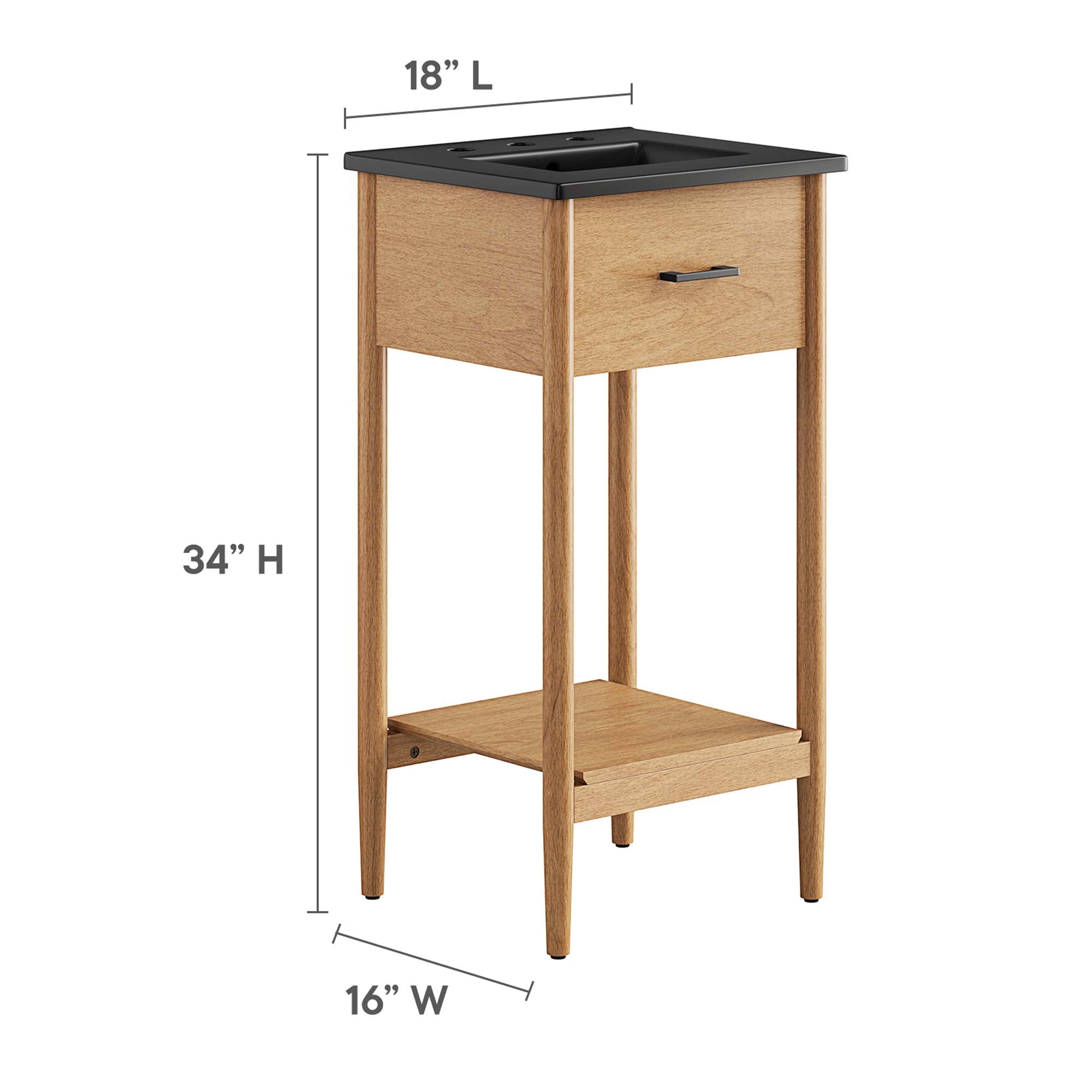 Zaire 18" Bathroom Vanity, Natural Black