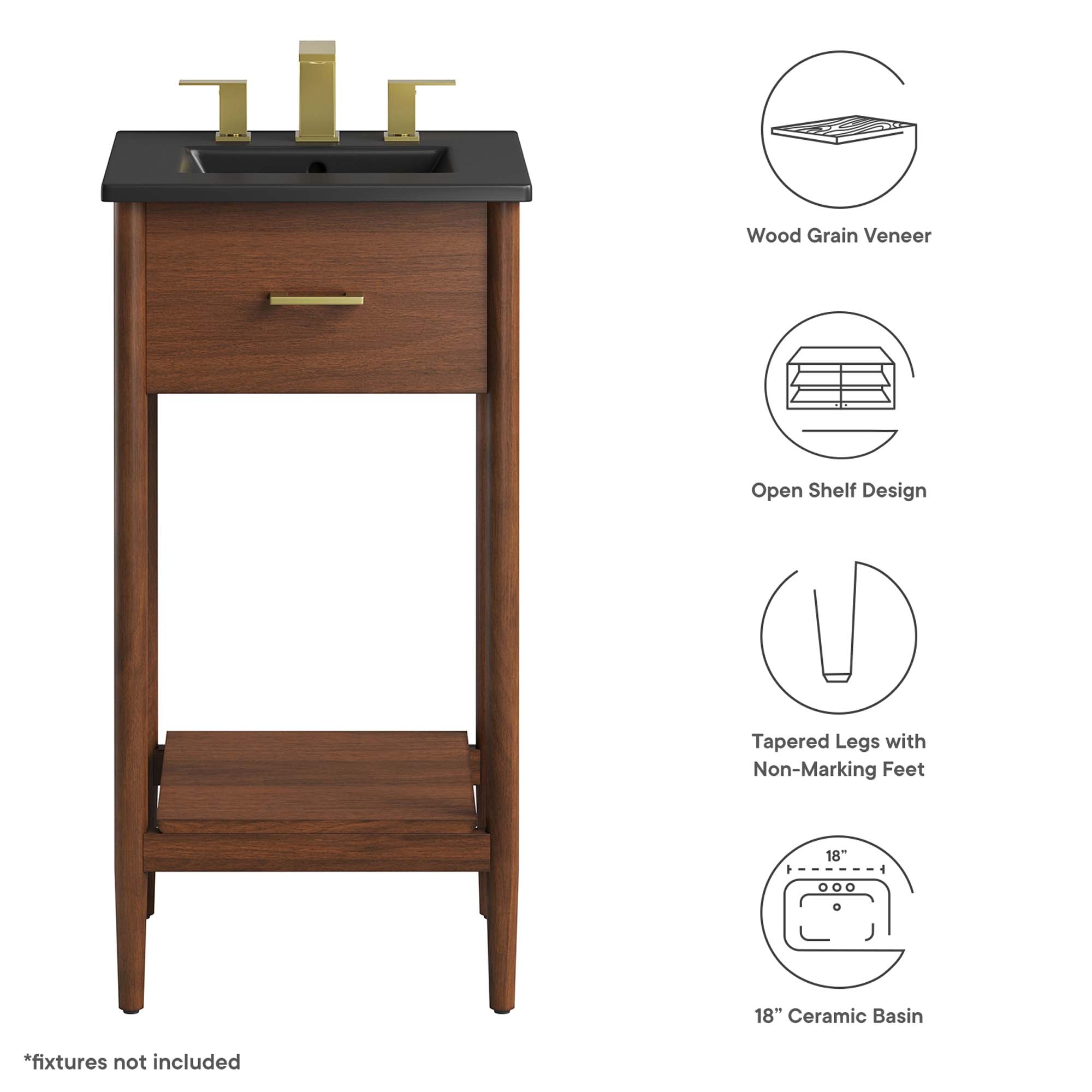 Zaire 18" Bathroom Vanity, Walnut Black