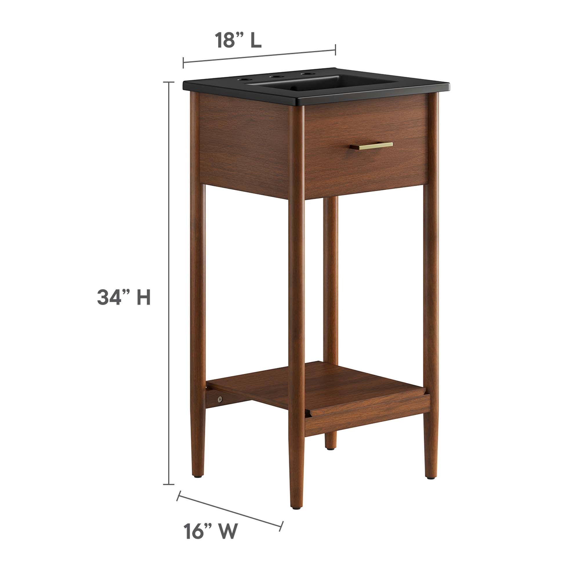 Zaire 18" Bathroom Vanity, Walnut Black