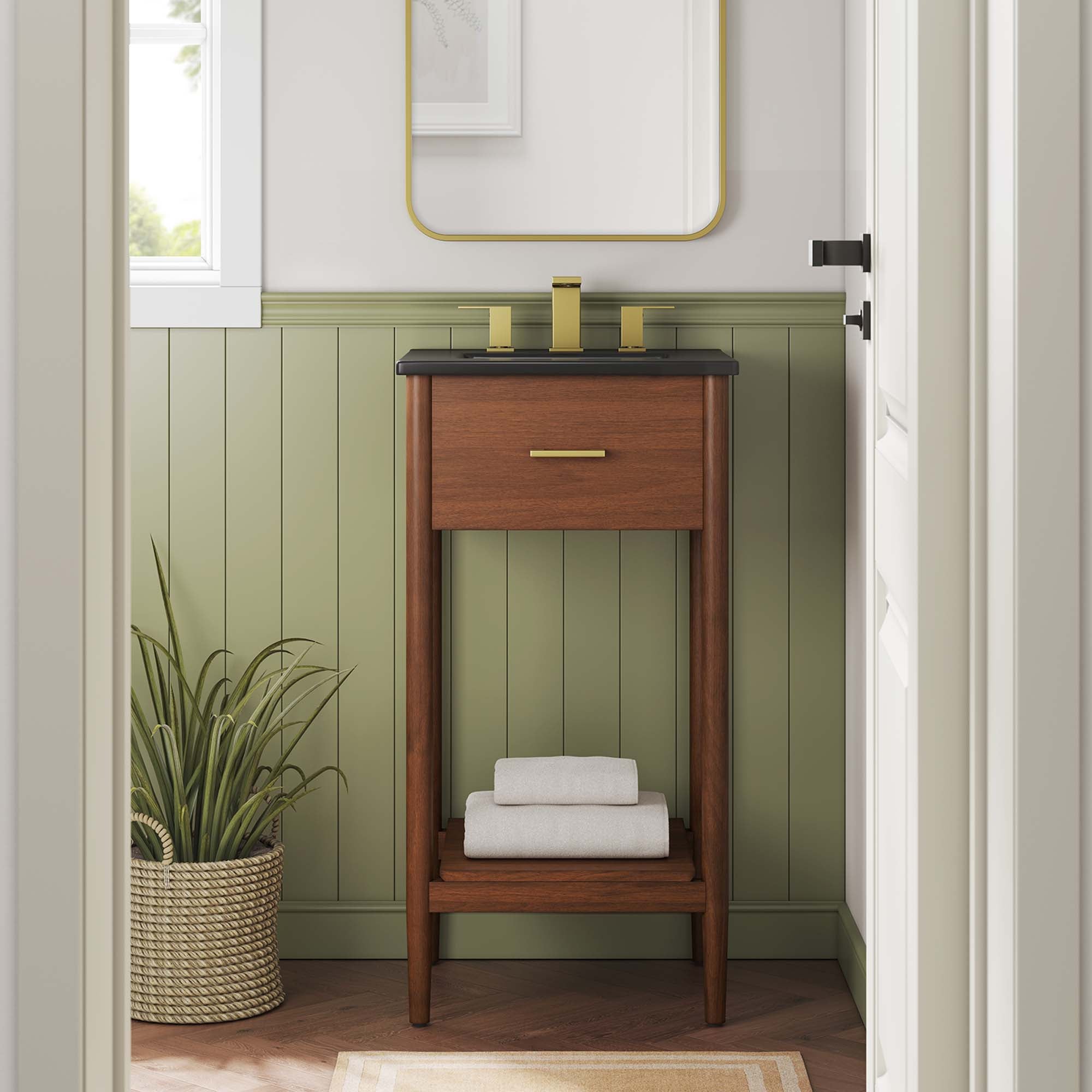 Zaire 18" Bathroom Vanity, Walnut Black