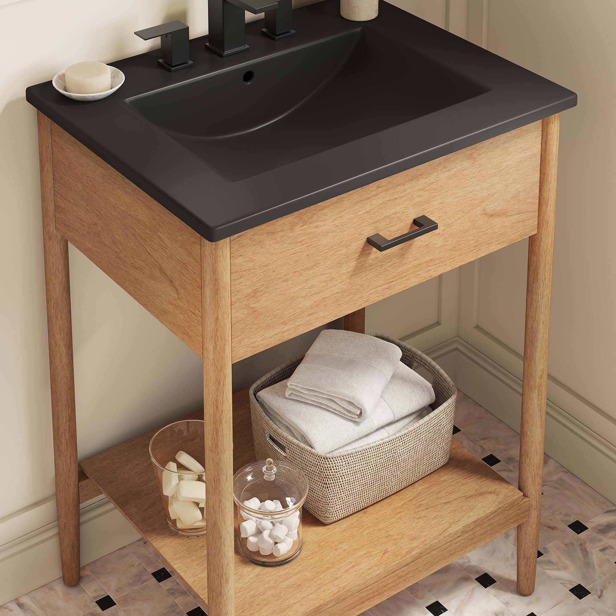 Zaire 24" Bathroom Vanity, Natural Black