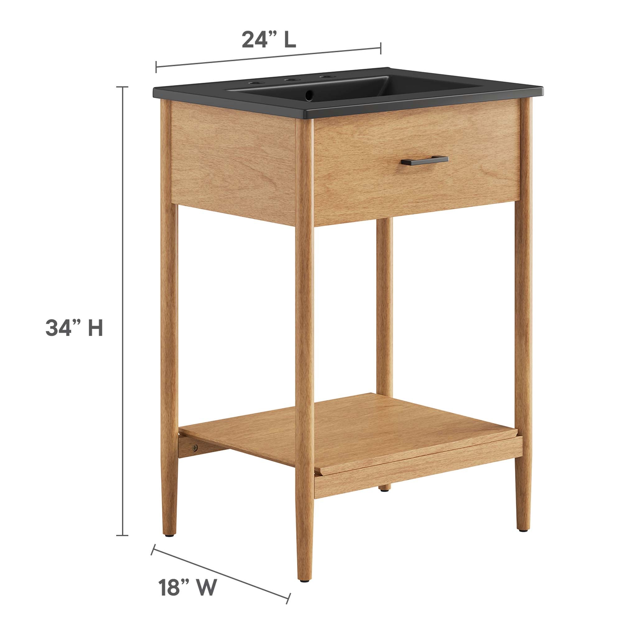 Zaire 24" Bathroom Vanity, Natural Black