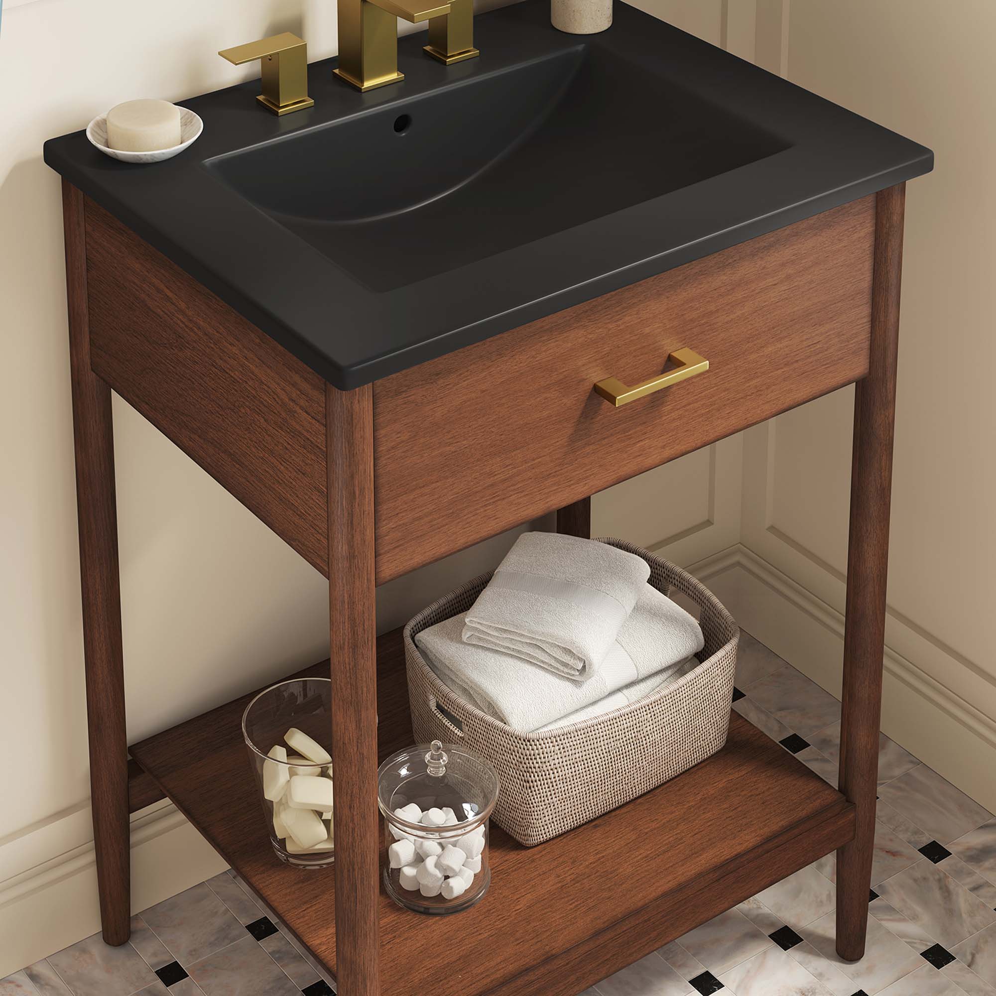 Zaire 24" Bathroom Vanity, Walnut Black