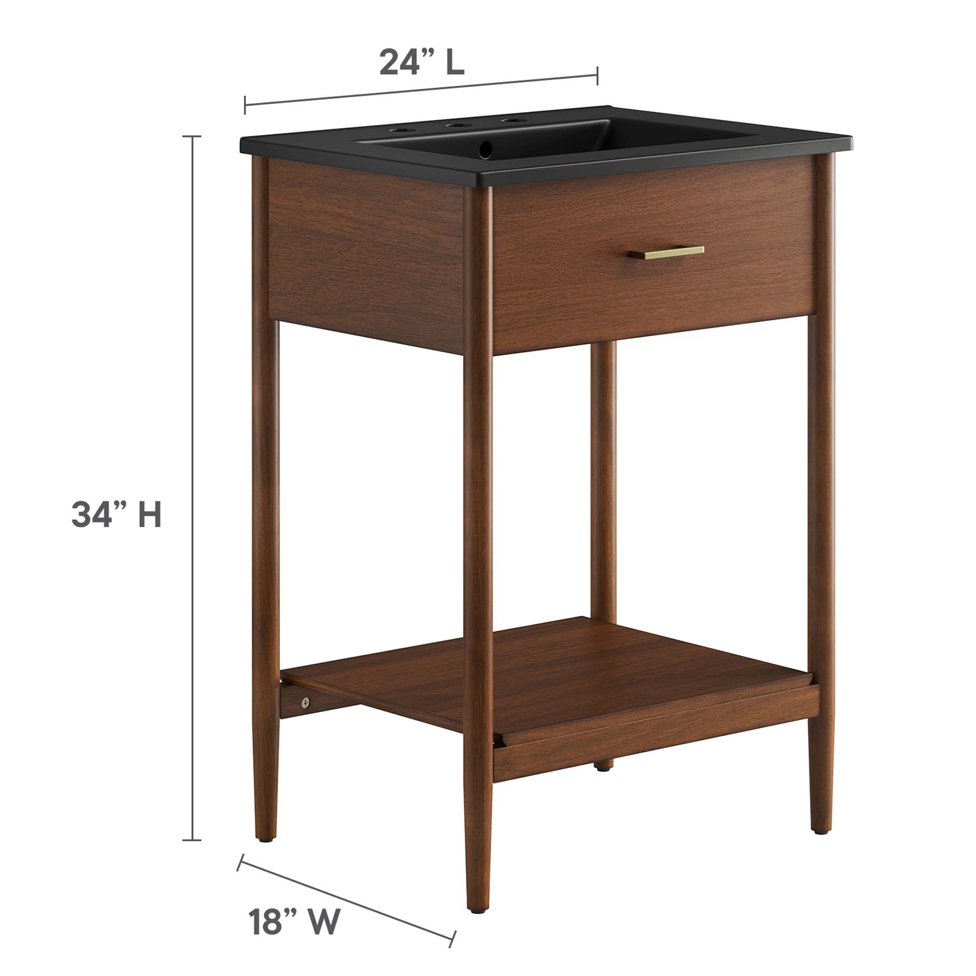 Zaire 24" Bathroom Vanity, Walnut Black