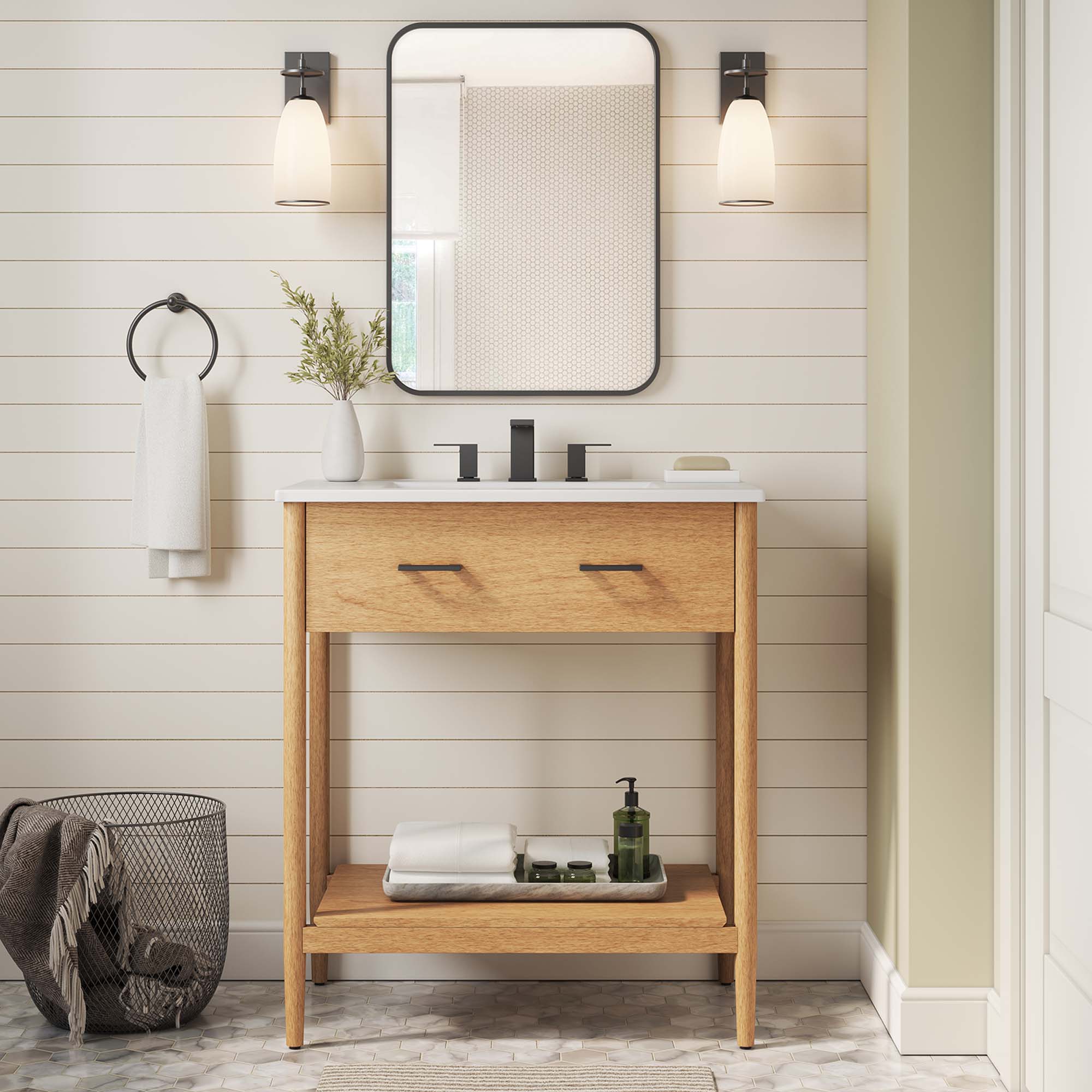 Zaire 30" Bathroom Vanity, Natural White