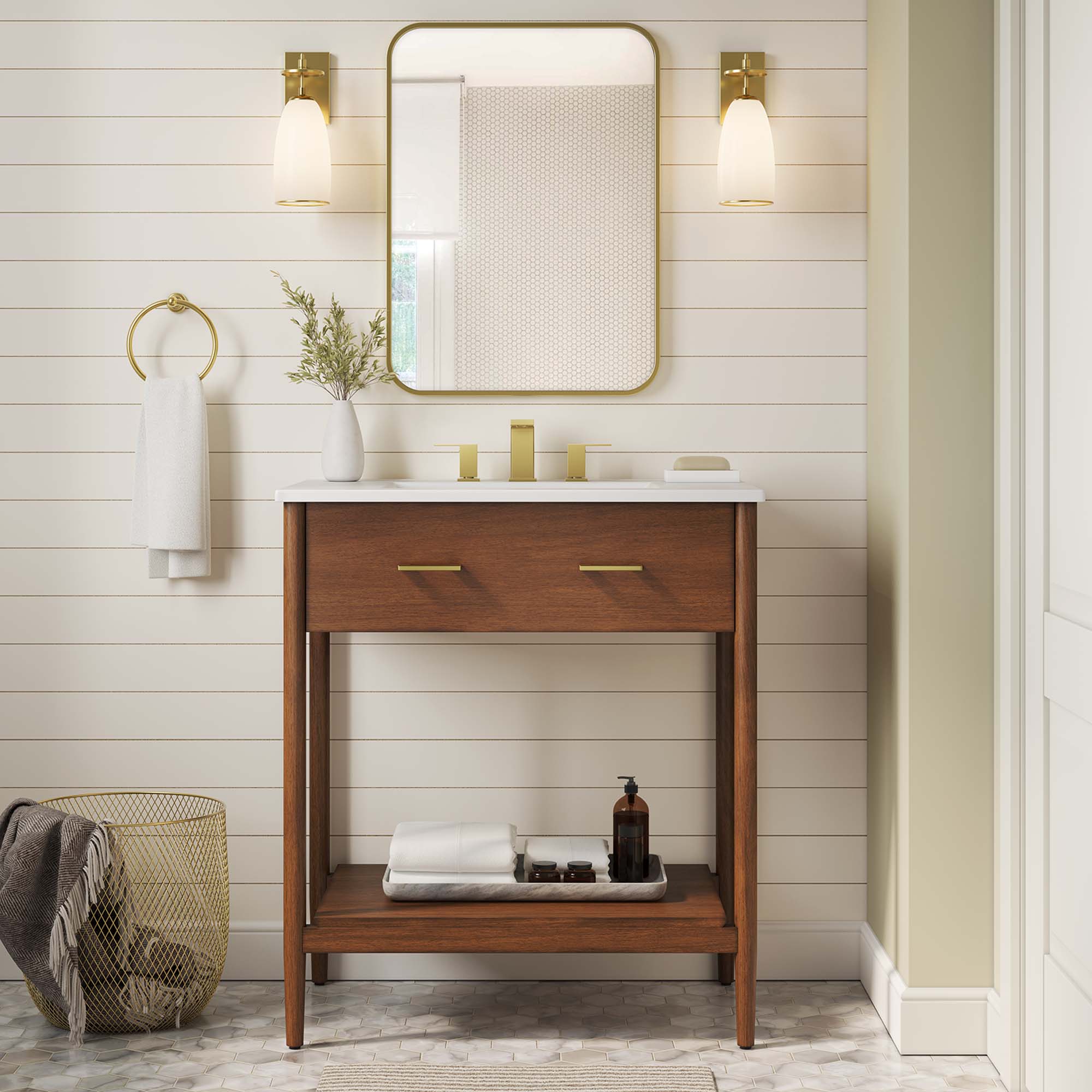 Zaire 30" Bathroom Vanity, Walnut White