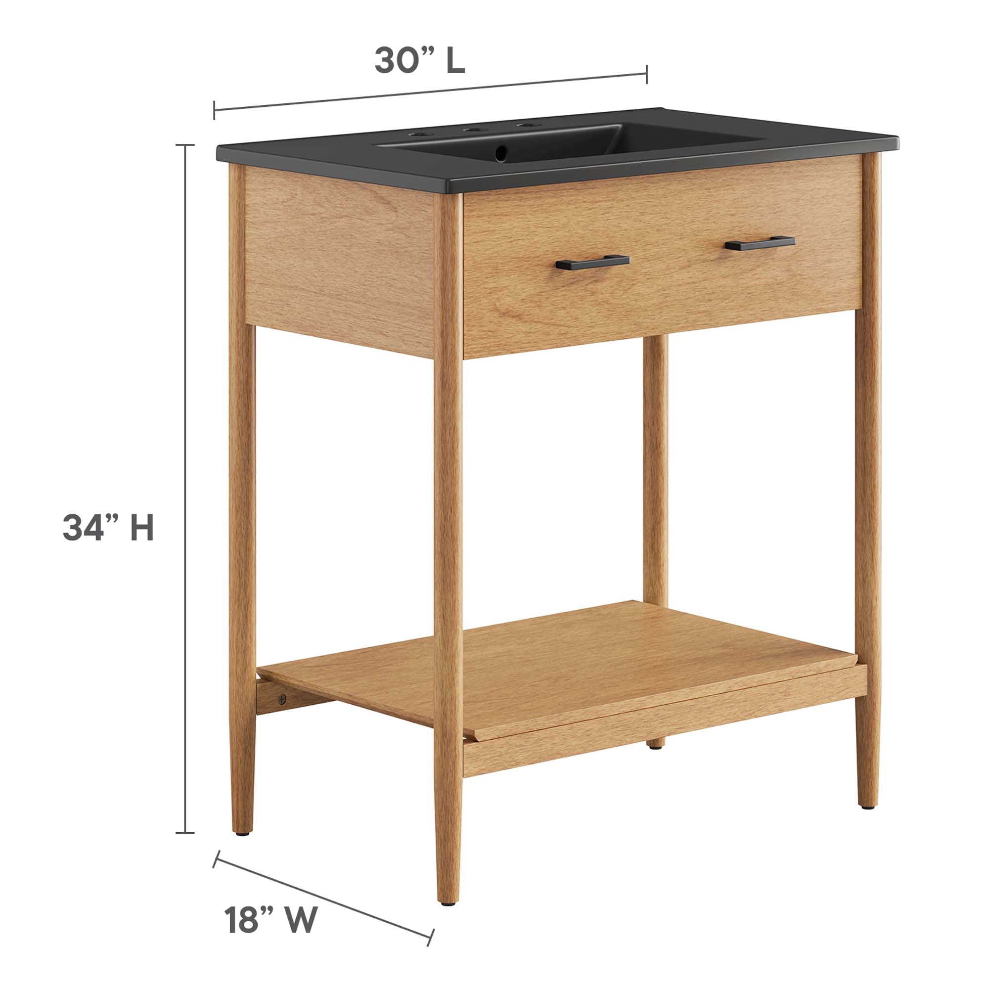 Zaire 30" Bathroom Vanity, Natural Black