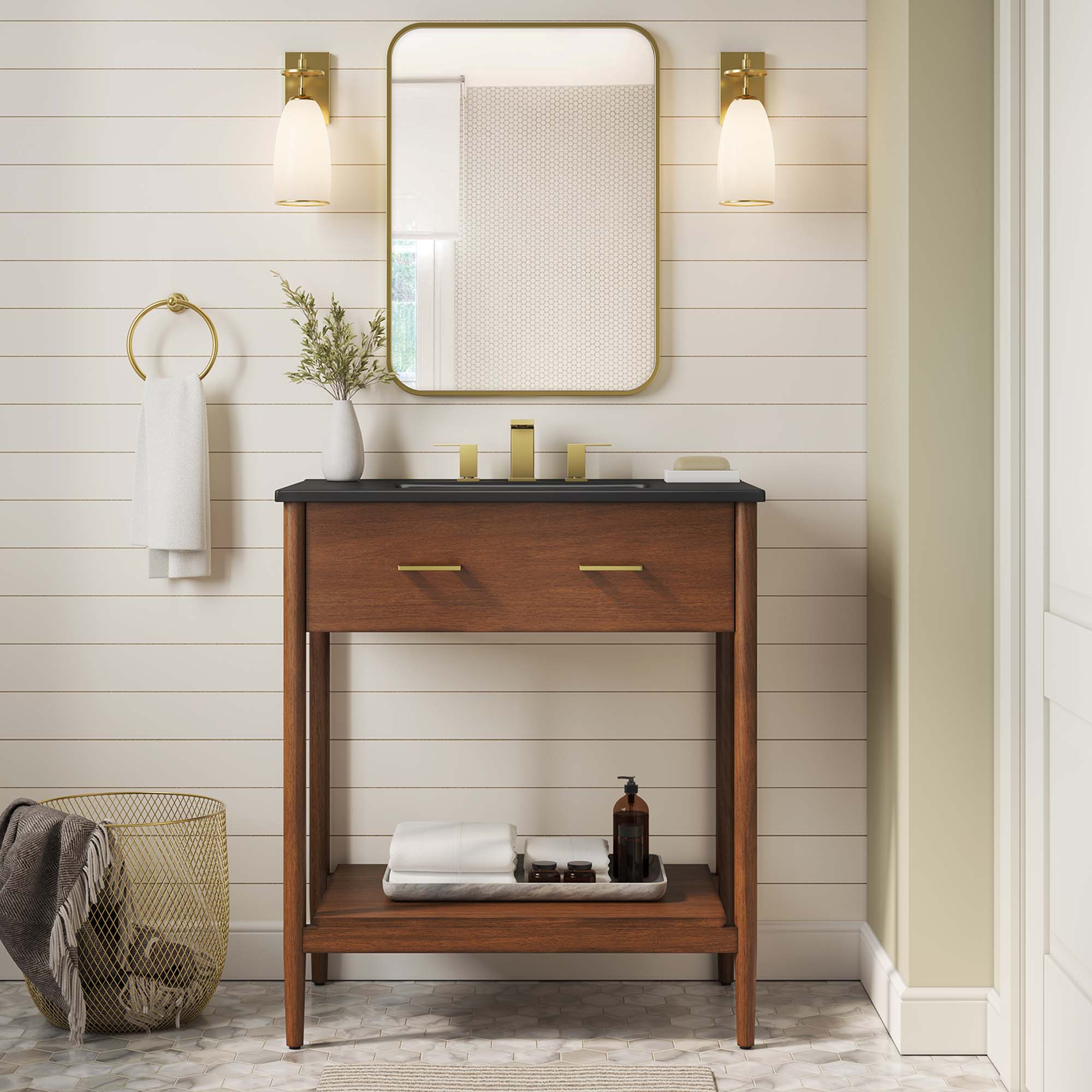 Zaire 30" Bathroom Vanity, Walnut Black
