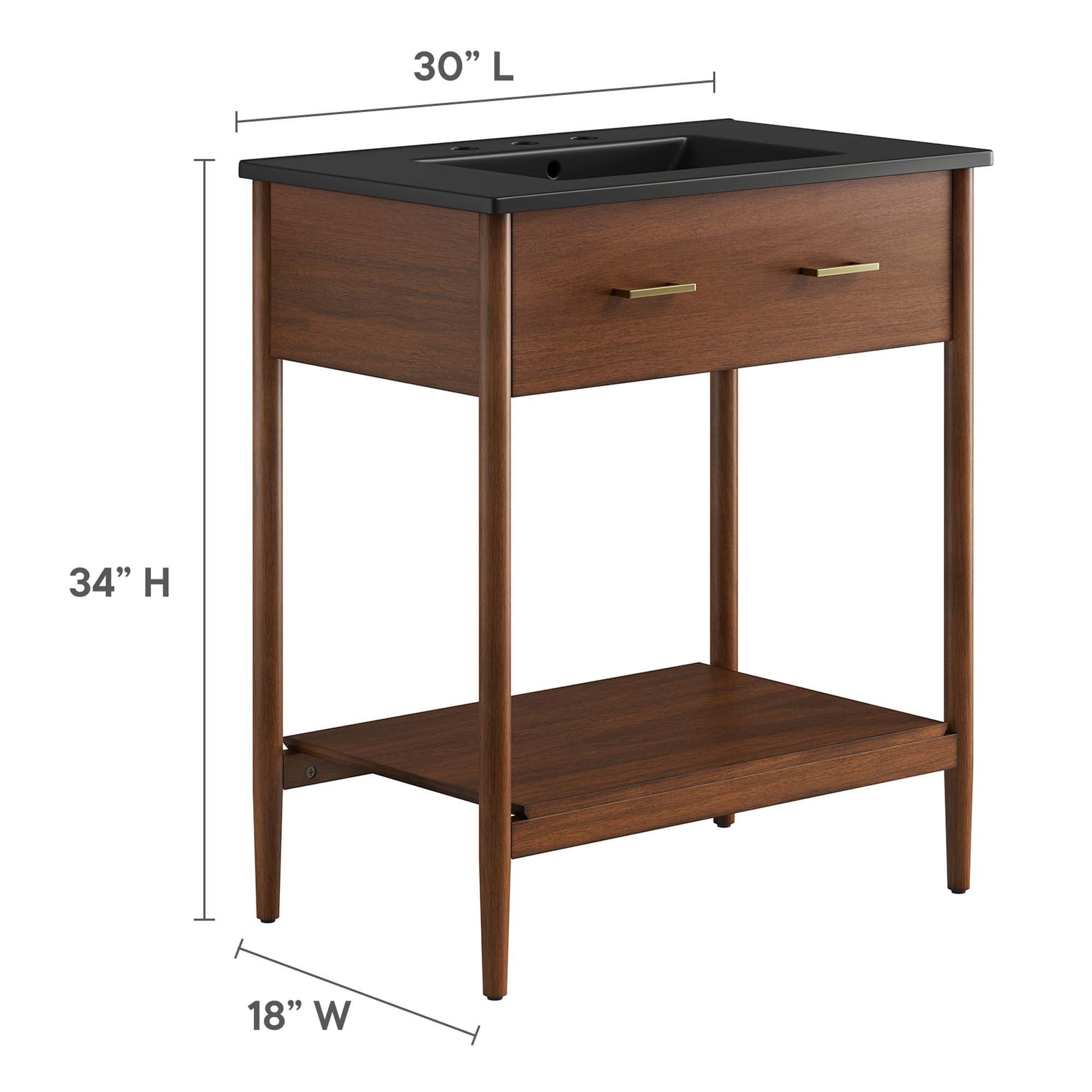 Zaire 30" Bathroom Vanity, Walnut Black