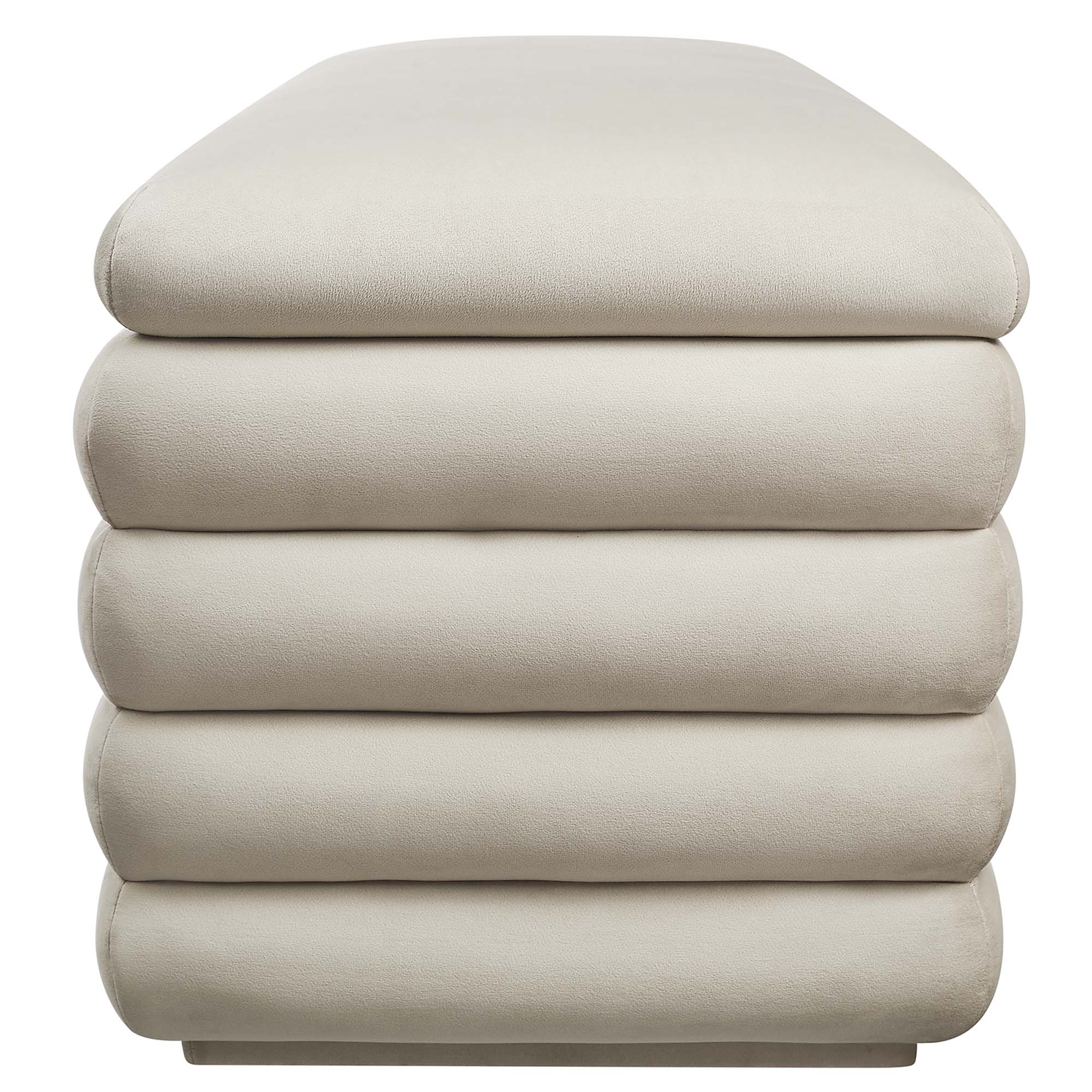 Mezzo Upholstered Performance Velvet Storage Bench, Almond