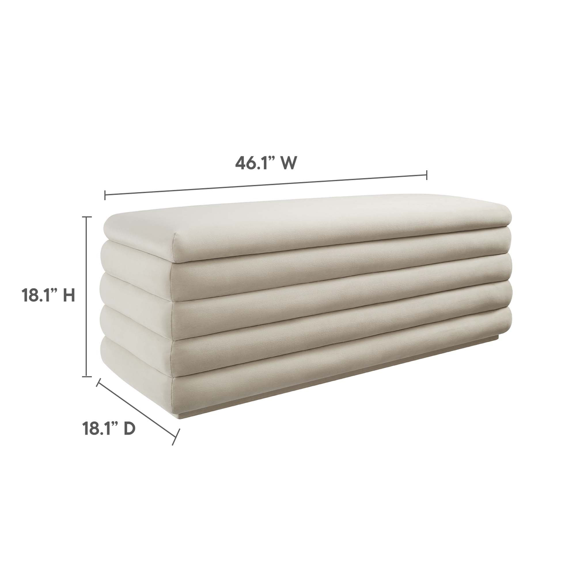 Mezzo Upholstered Performance Velvet Storage Bench, Almond