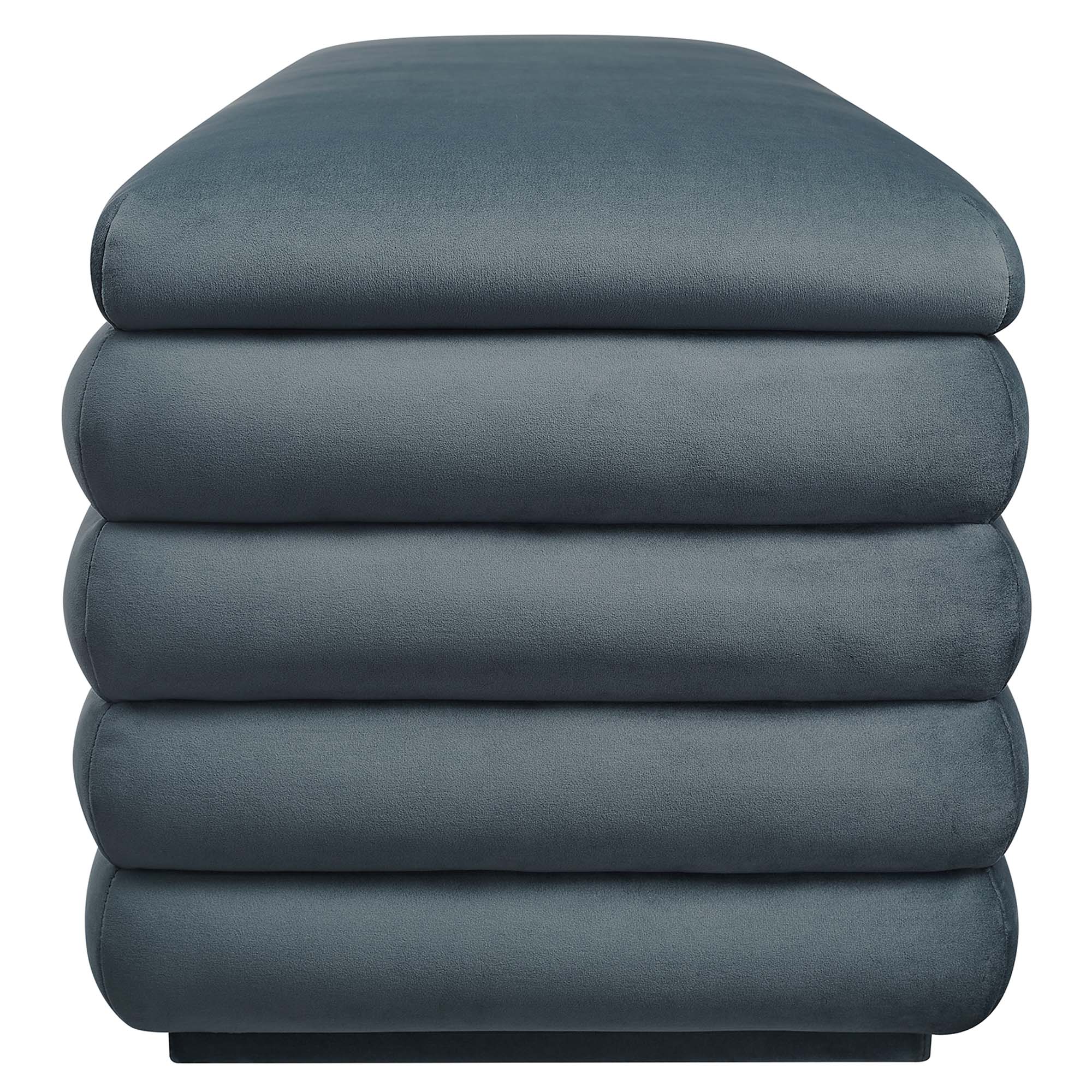 Mezzo Upholstered Performance Velvet Storage Bench, Cadet Blue