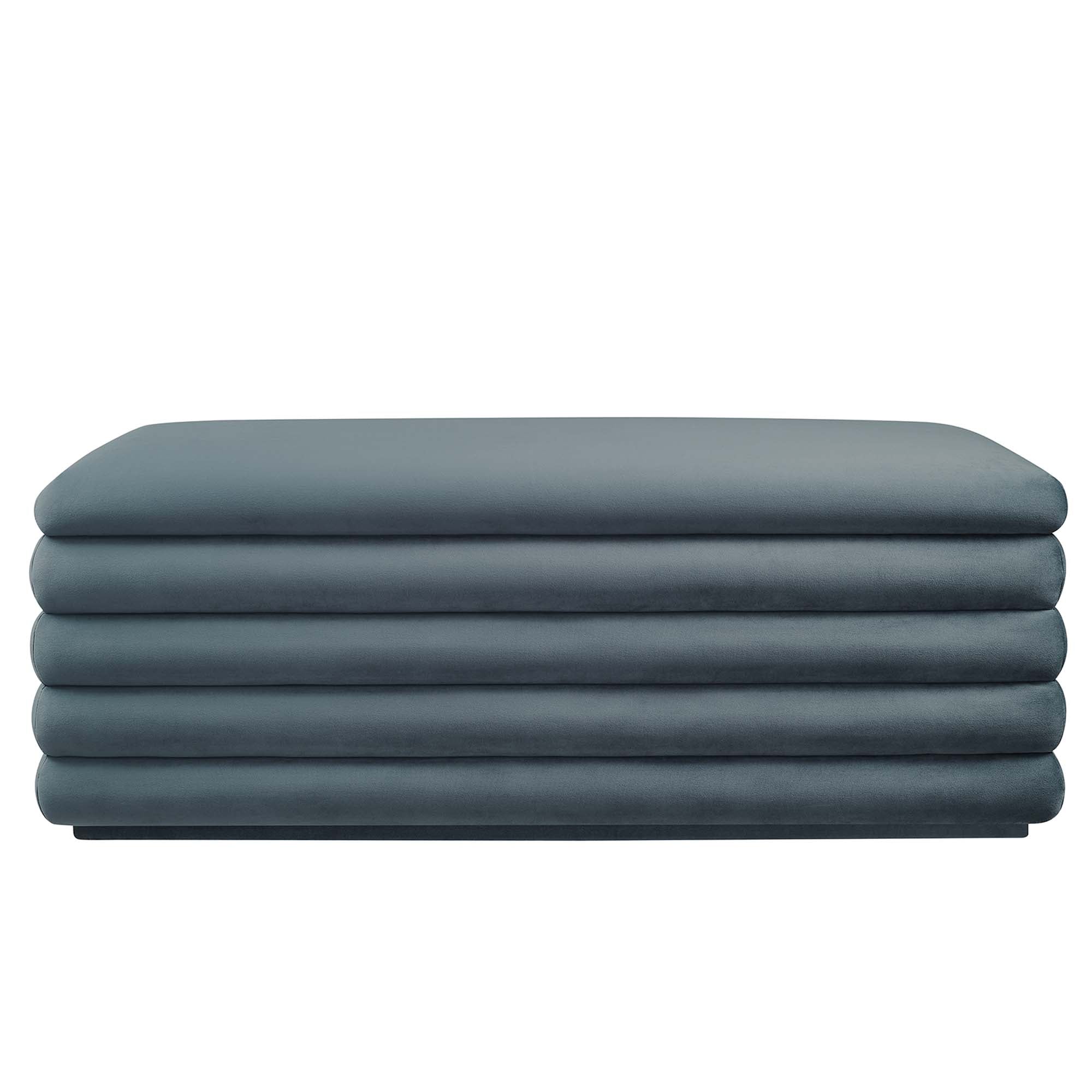 Mezzo Upholstered Performance Velvet Storage Bench, Cadet Blue