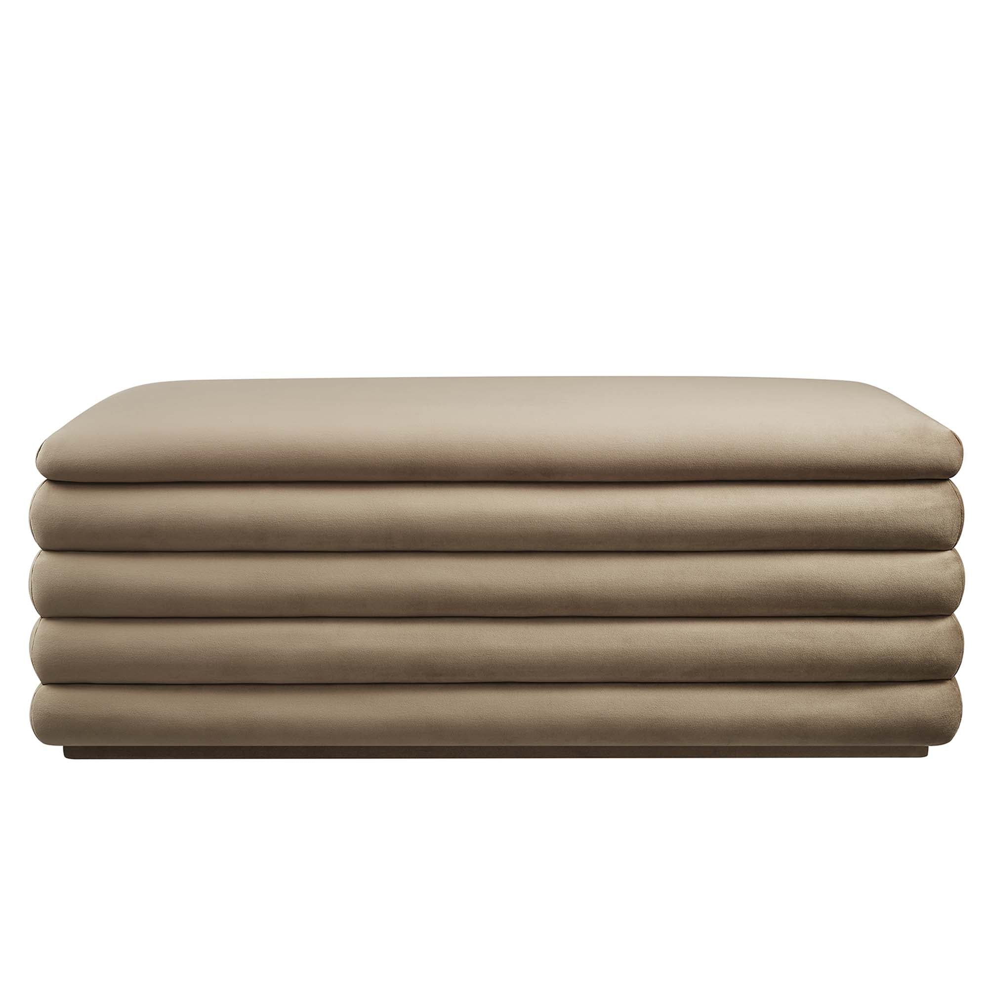 Mezzo Upholstered Performance Velvet Storage Bench, Taupe