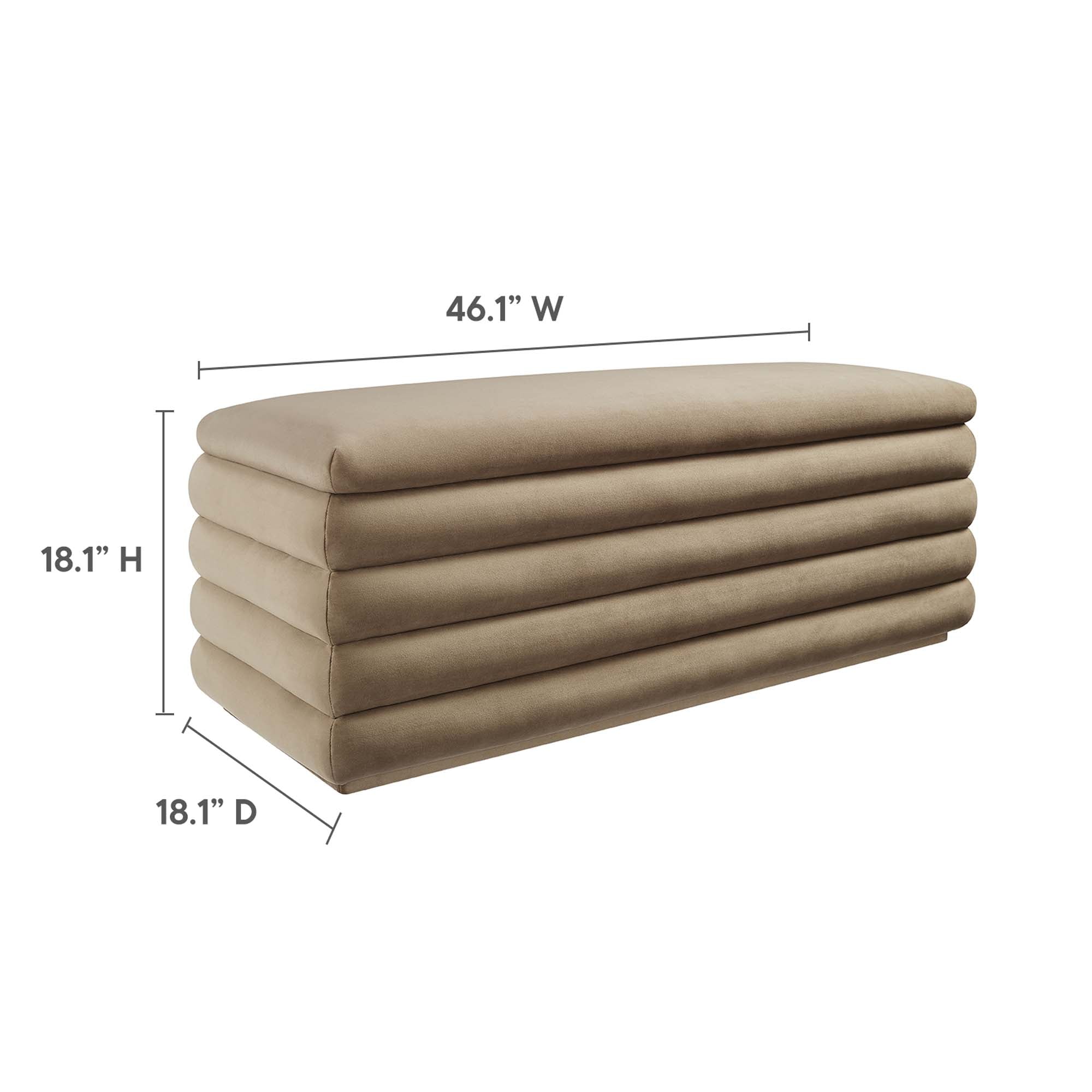 Mezzo Upholstered Performance Velvet Storage Bench, Taupe