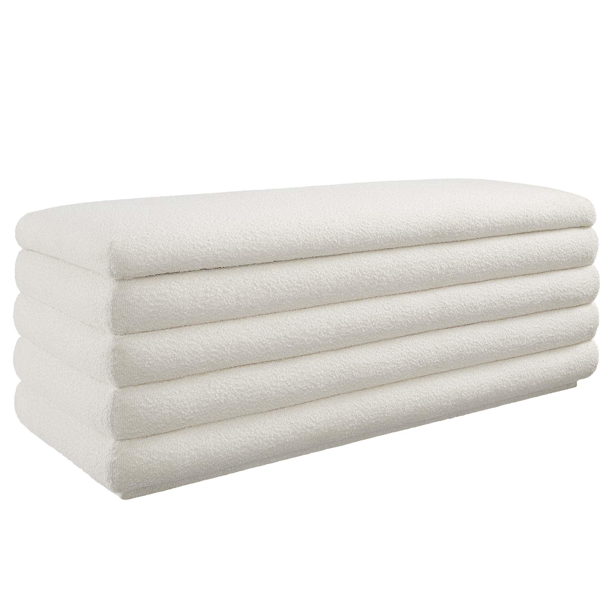 Mezzo Boucle Upholstered Storage Bench, Cloud