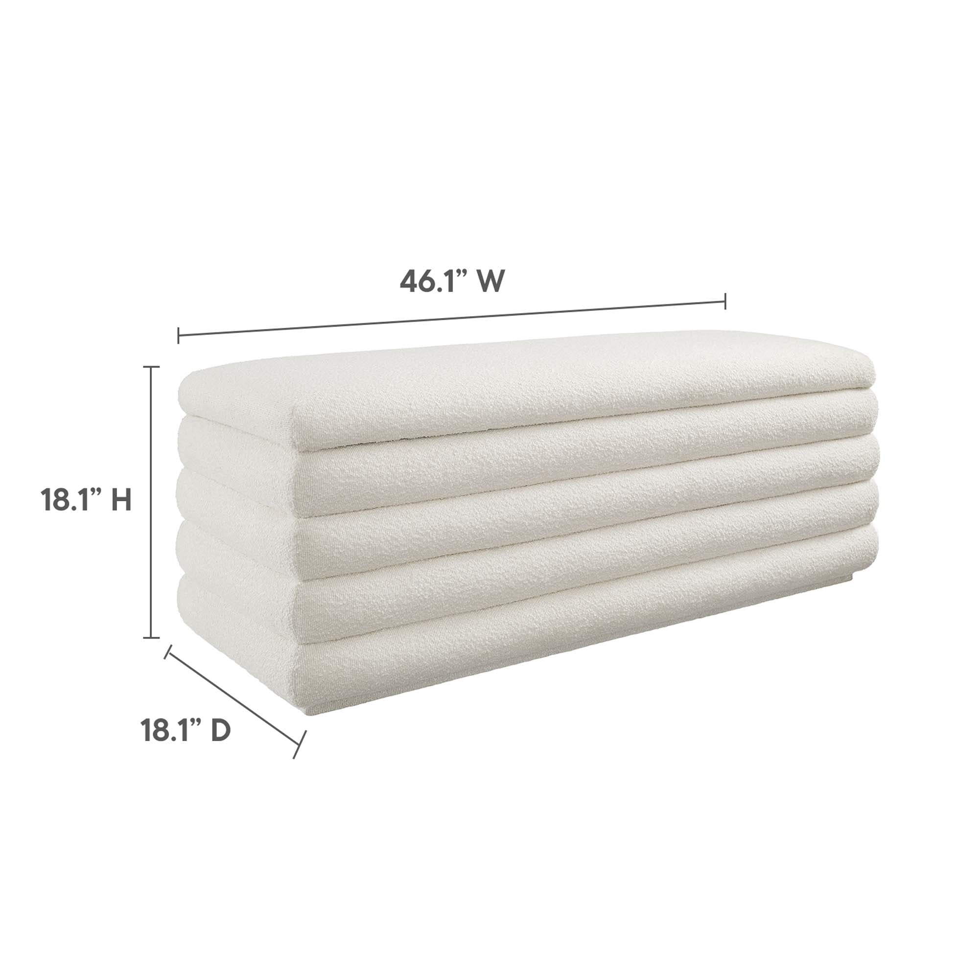 Mezzo Boucle Upholstered Storage Bench, Cloud