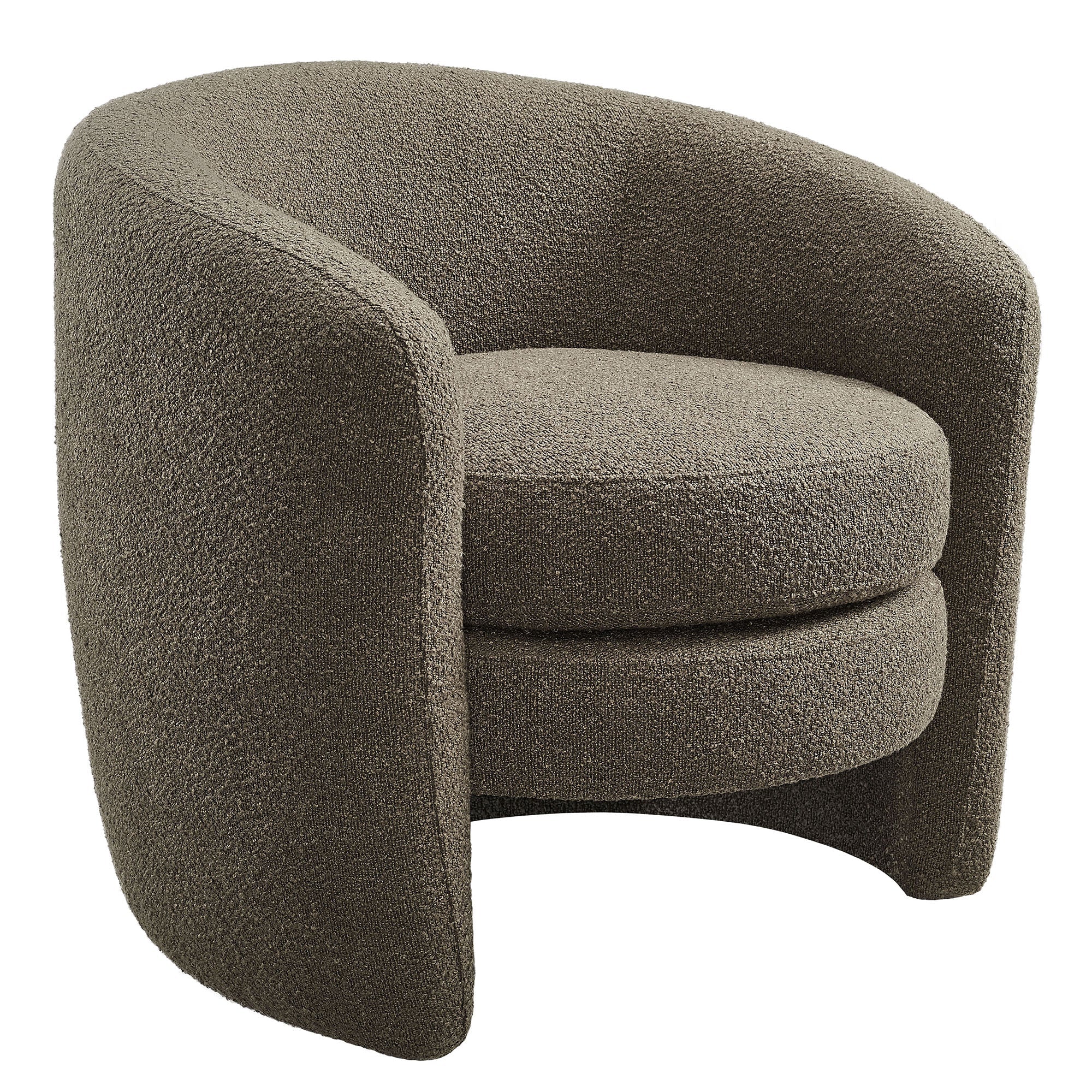 Affinity Upholstered Boucle Fabric Curved Back Armchair, Pebble