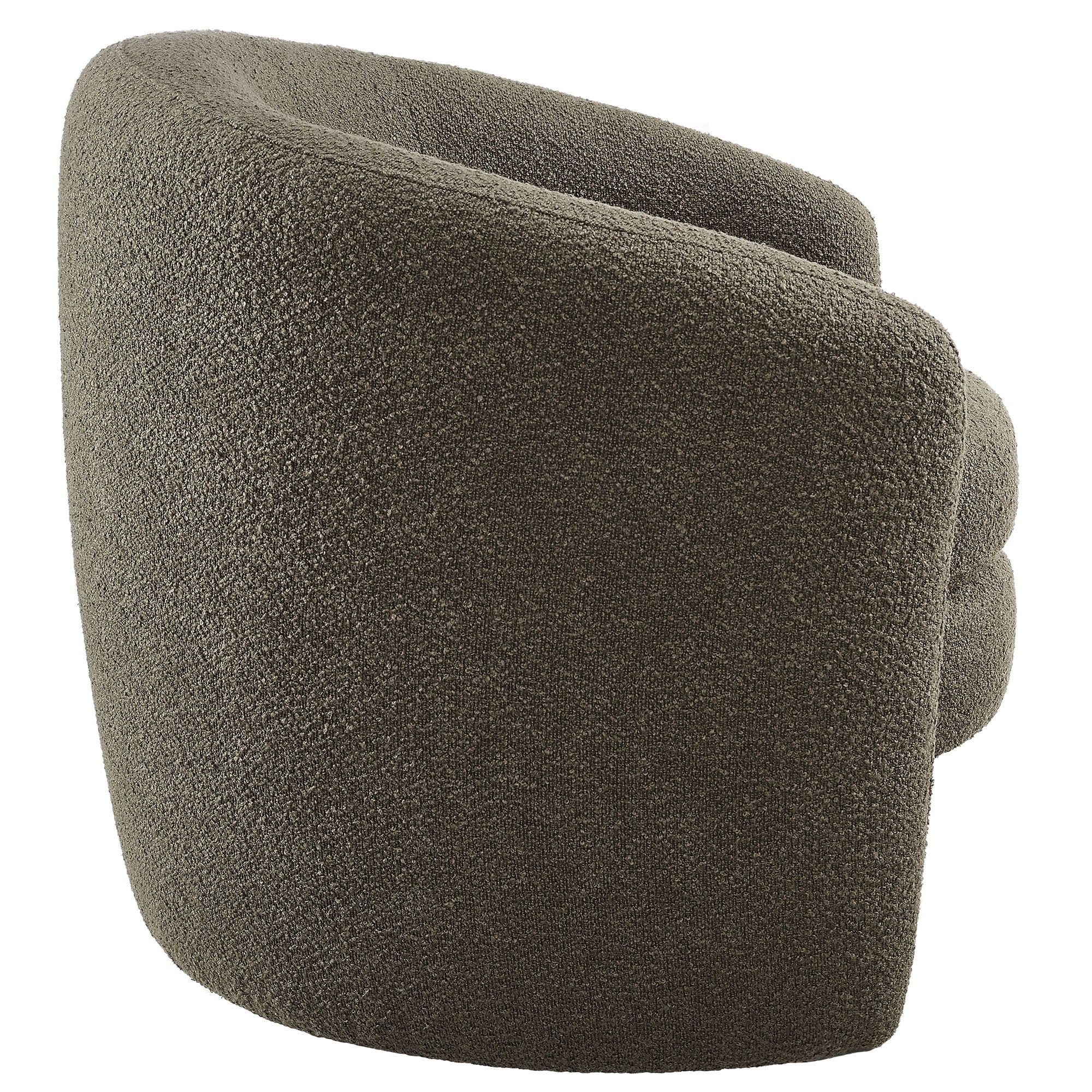 Affinity Upholstered Boucle Fabric Curved Back Armchair, Pebble