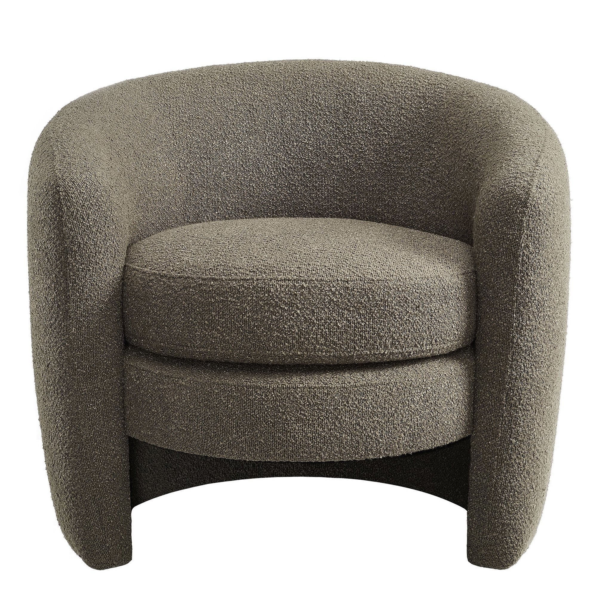 Affinity Upholstered Boucle Fabric Curved Back Armchair, Pebble