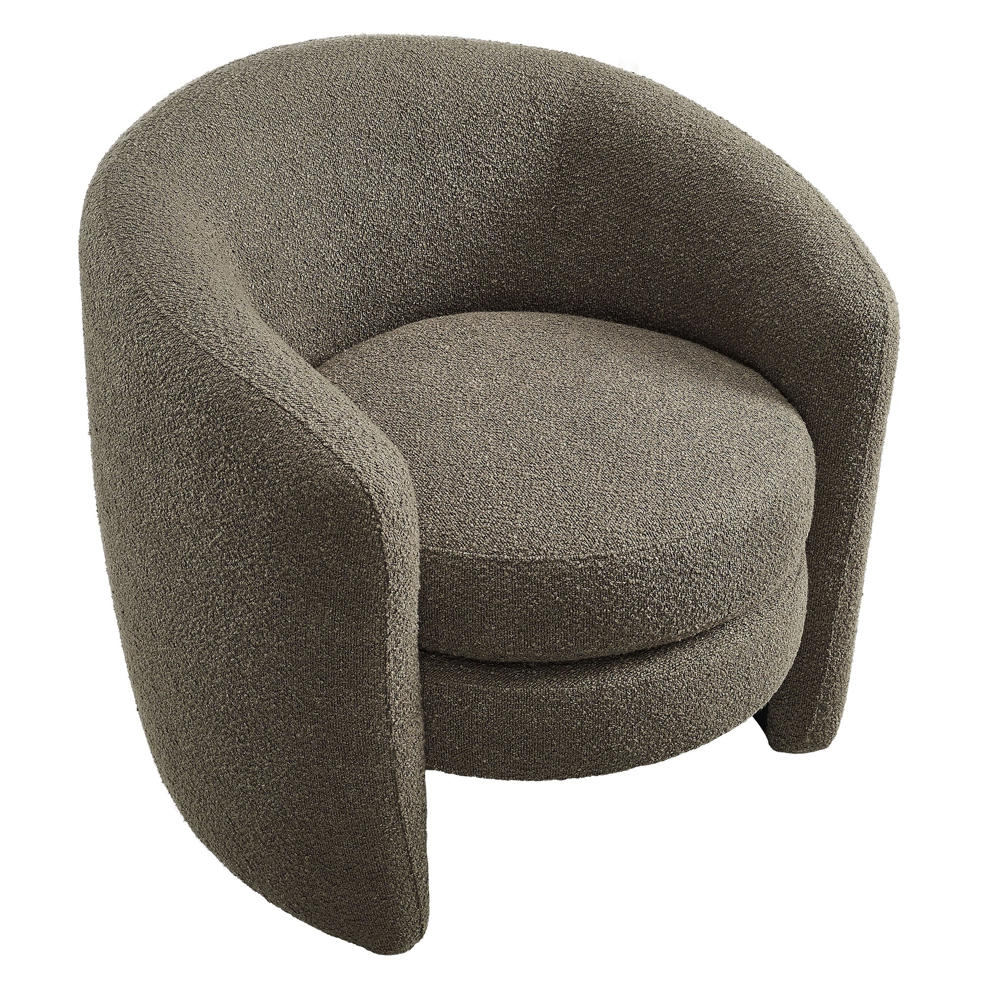 Affinity Upholstered Boucle Fabric Curved Back Armchair, Pebble