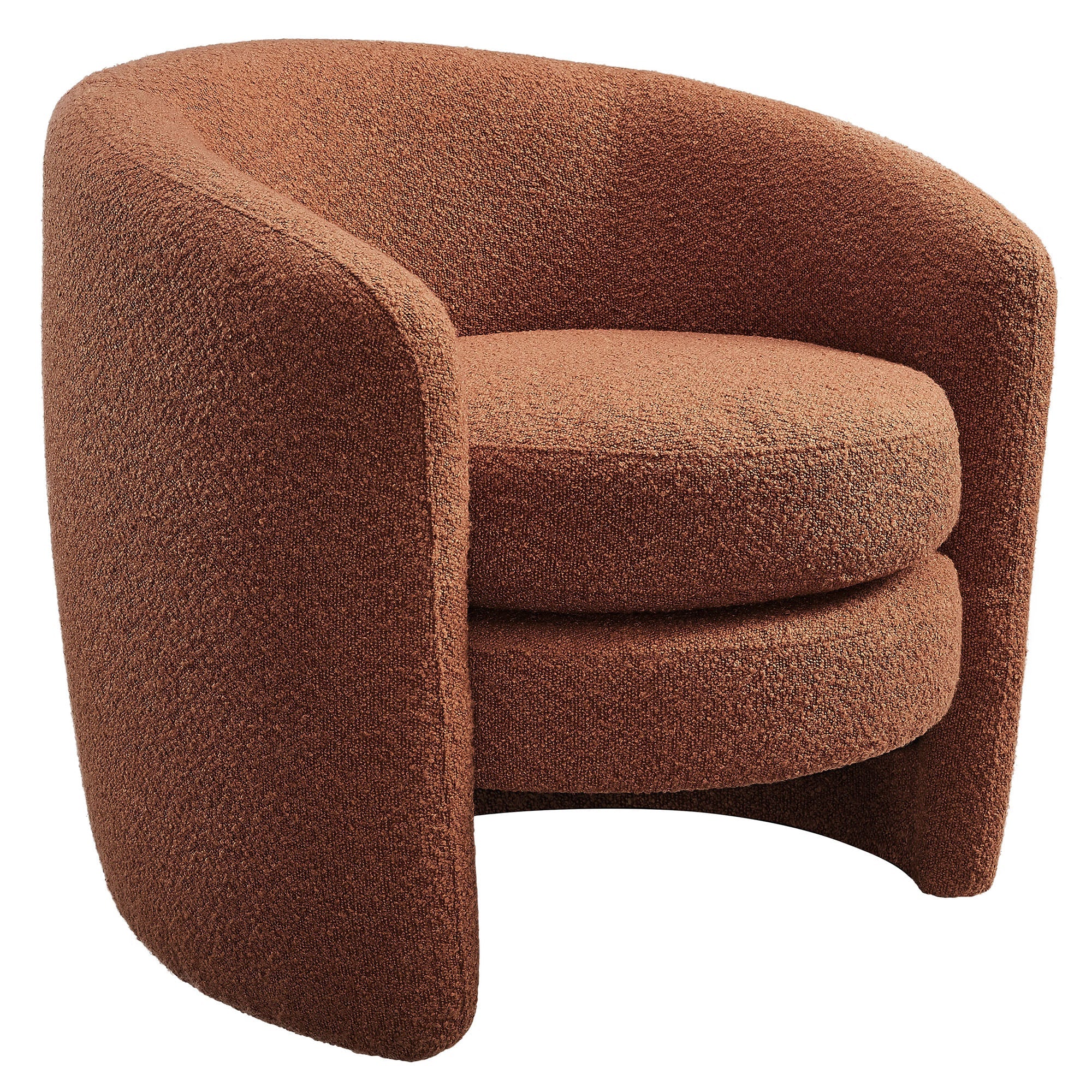 Affinity Upholstered Boucle Fabric Curved Back Armchair, Rust